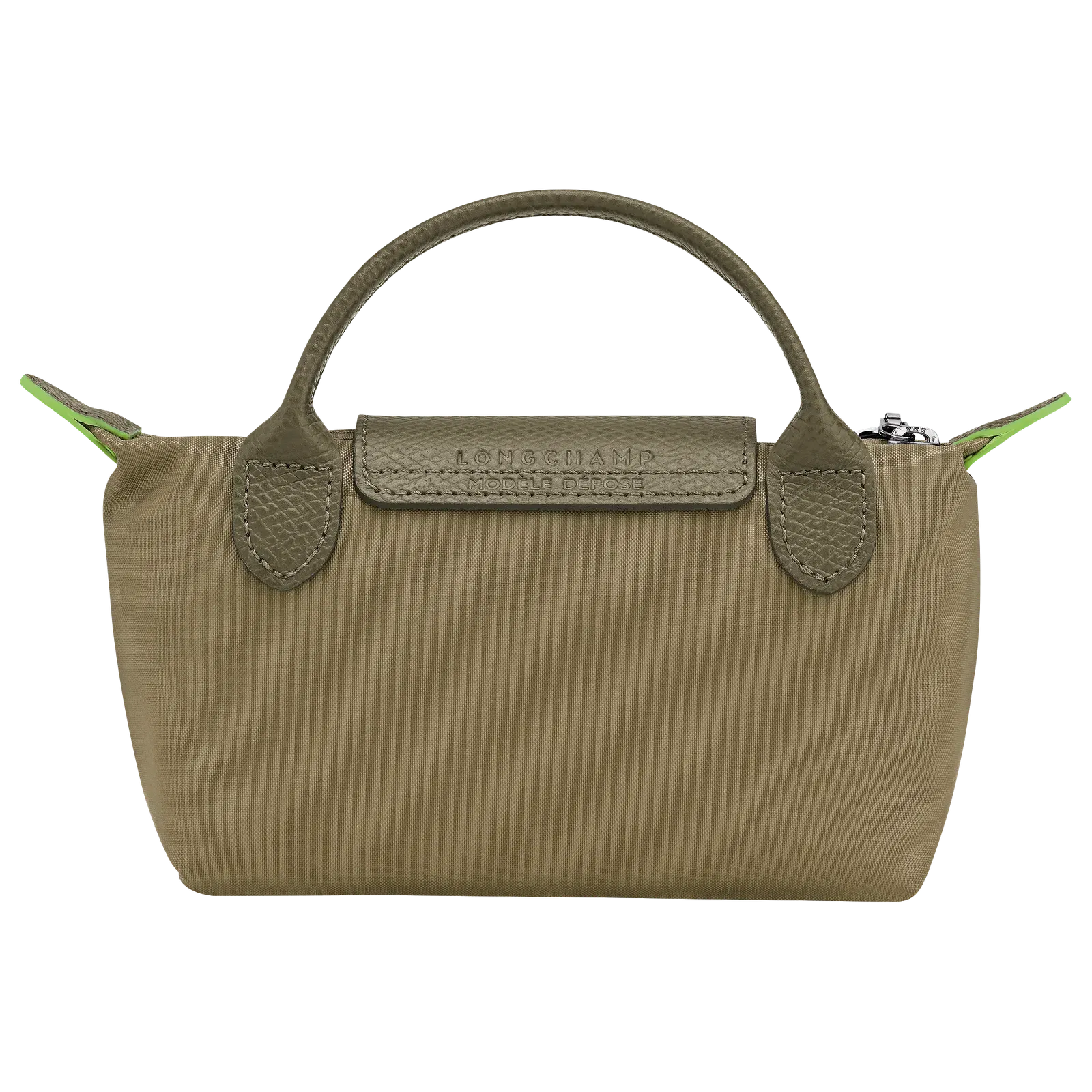 Longchamp Le Pliage Green Pouch with handle Artichoke