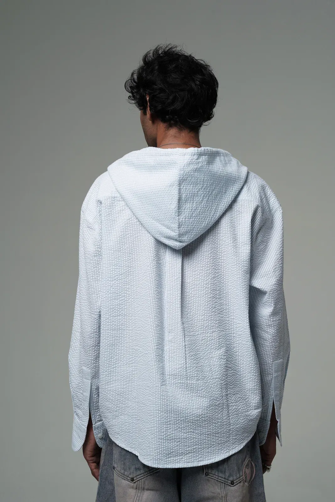 Sky Hooded Textured Shirt