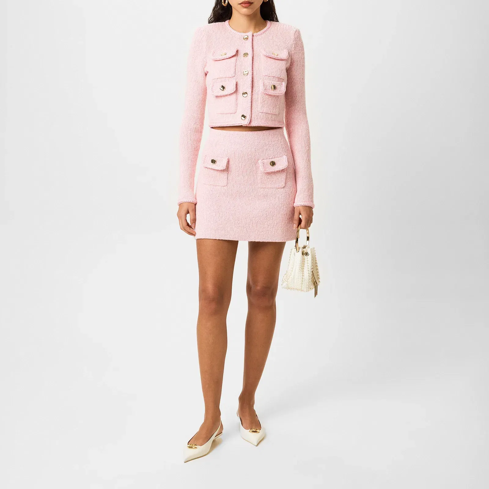 Mélange-Effect Mini Skirt