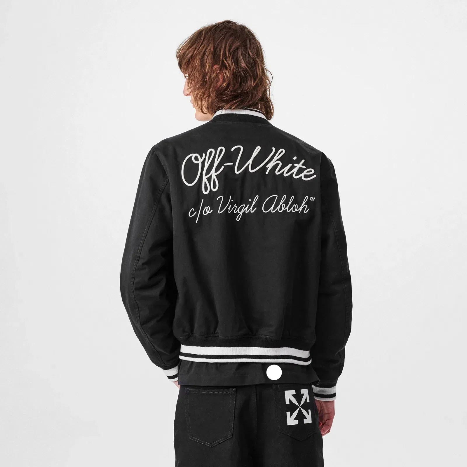 Script Cotton Long Sleeve Varsity Jacket