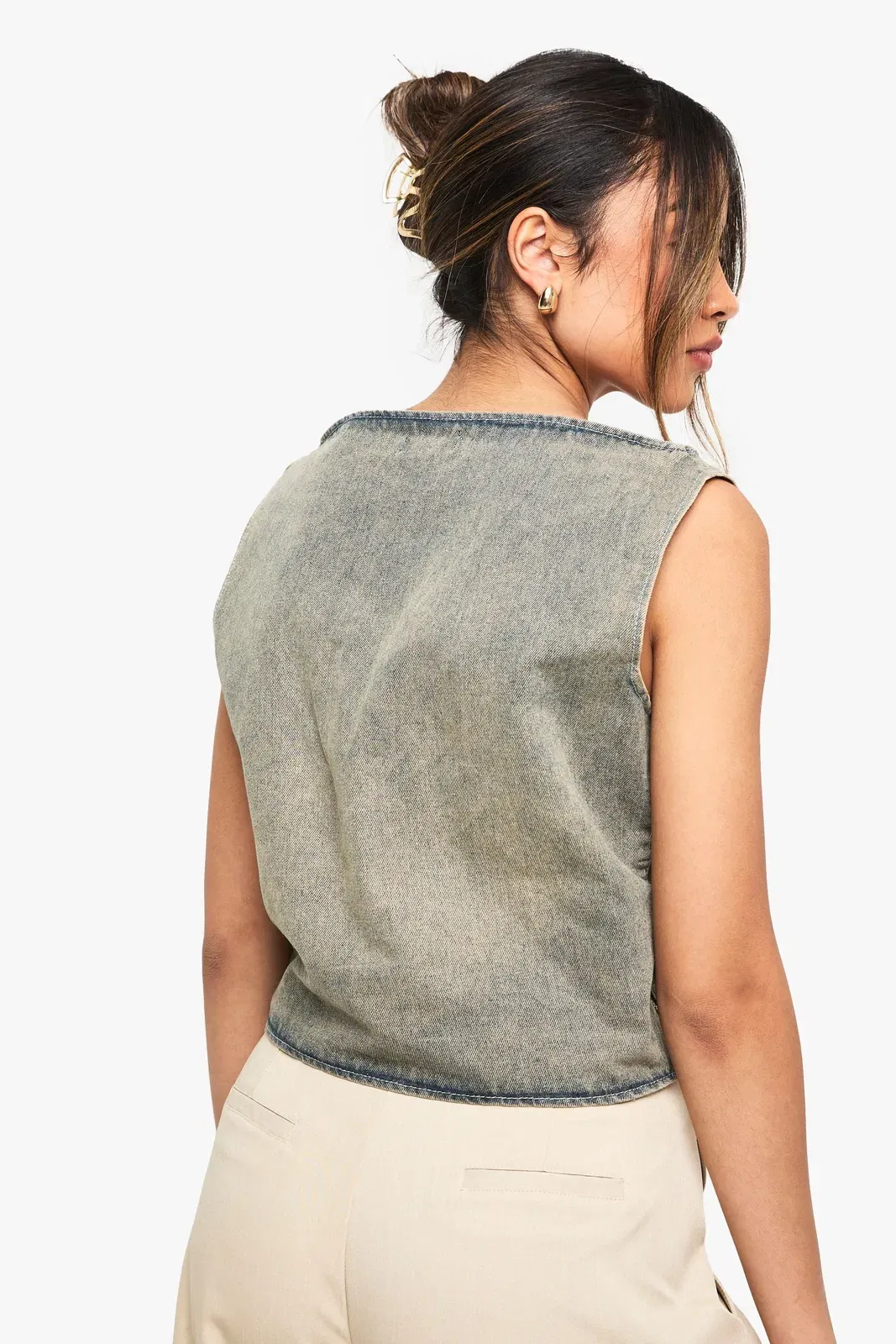 Grey Wash Sleeveless Top