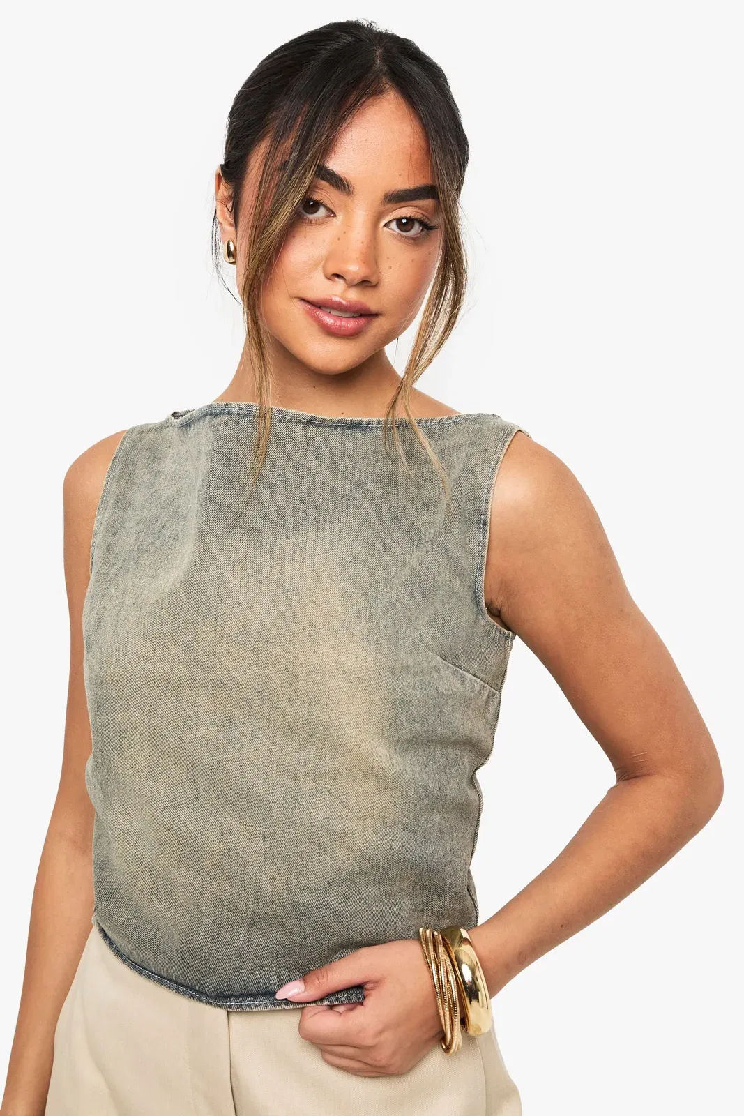 Grey Wash Sleeveless Top