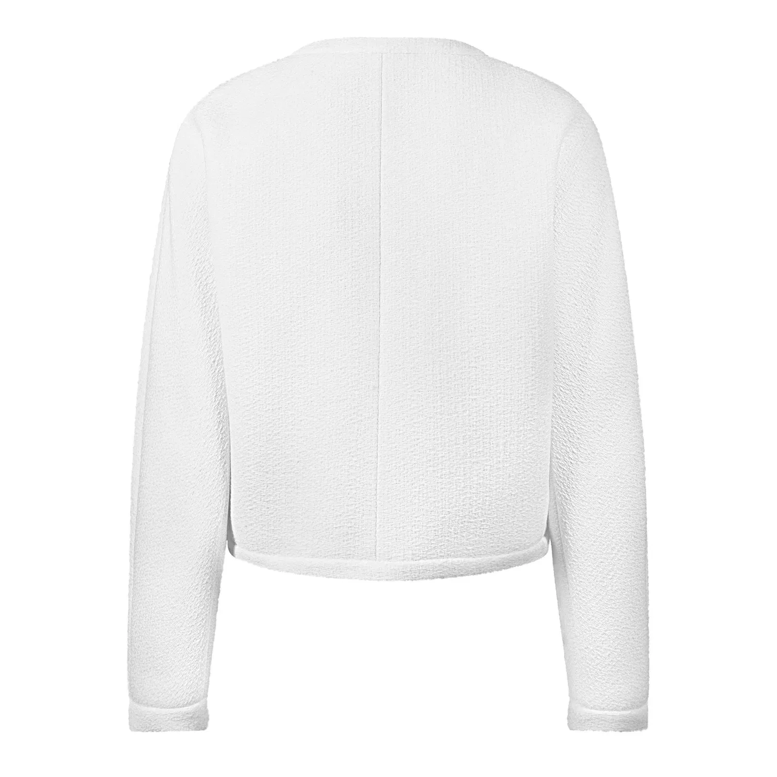 Wool Bouclv© Collarless Long Sleeve Overcoat