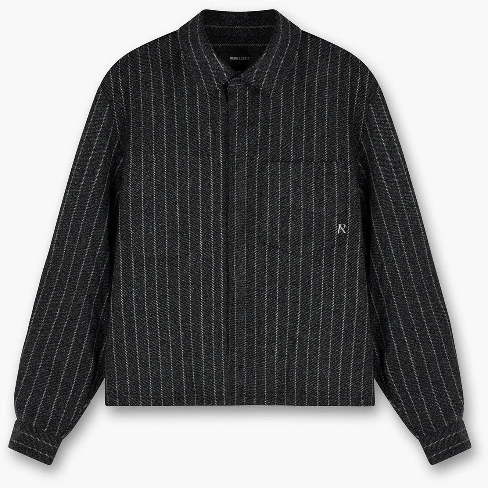 Cropped Wool Long Sleeve Oversized Fit Overshirt