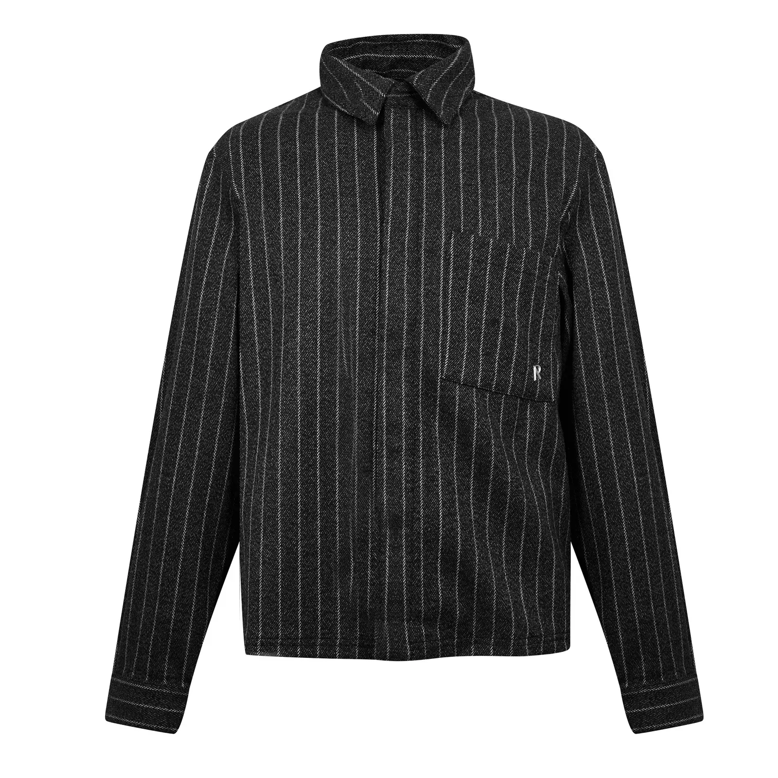 Cropped Wool Long Sleeve Oversized Fit Overshirt