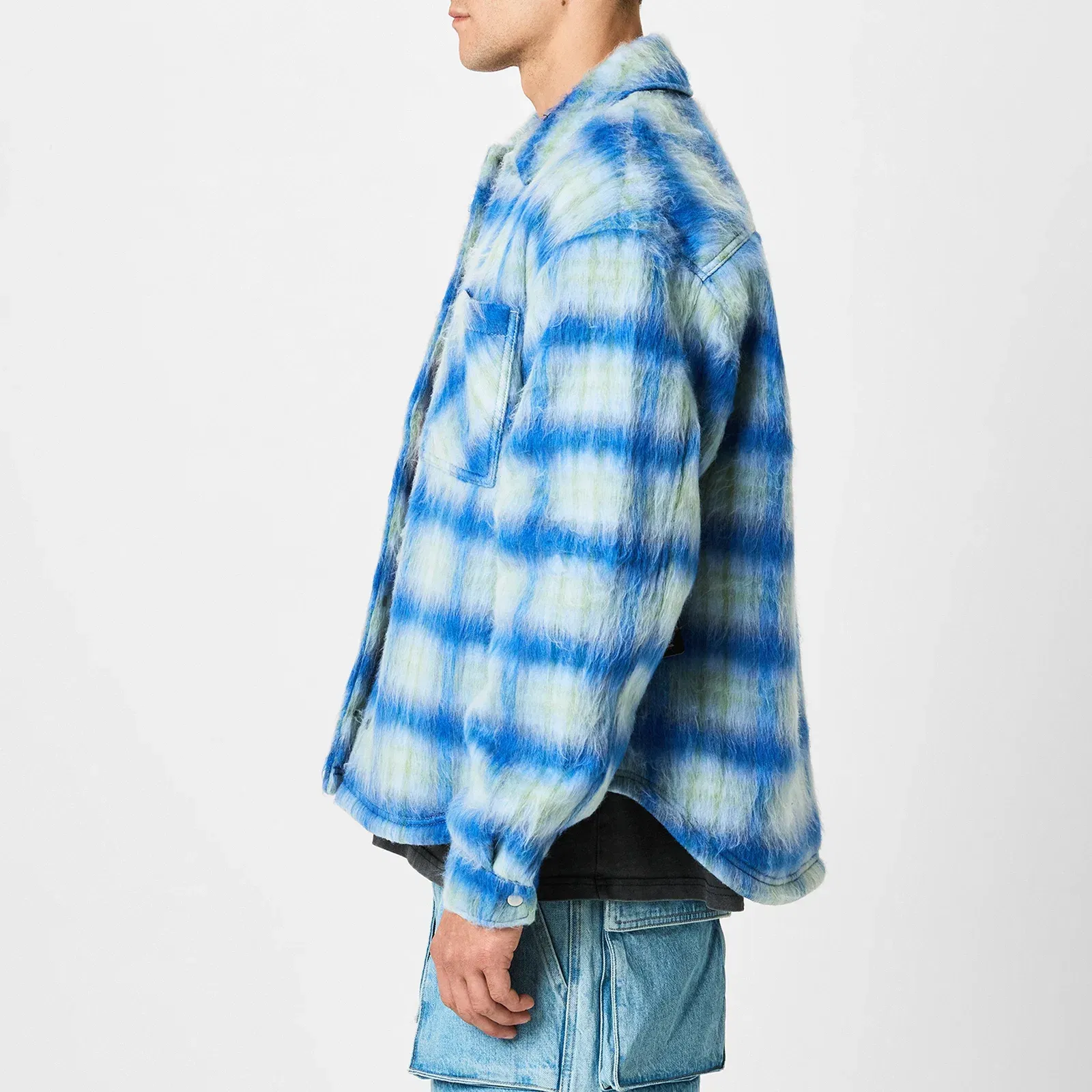 Rep Textured Cheque Pattern Long Sleeve Oversized Fit Overshirt