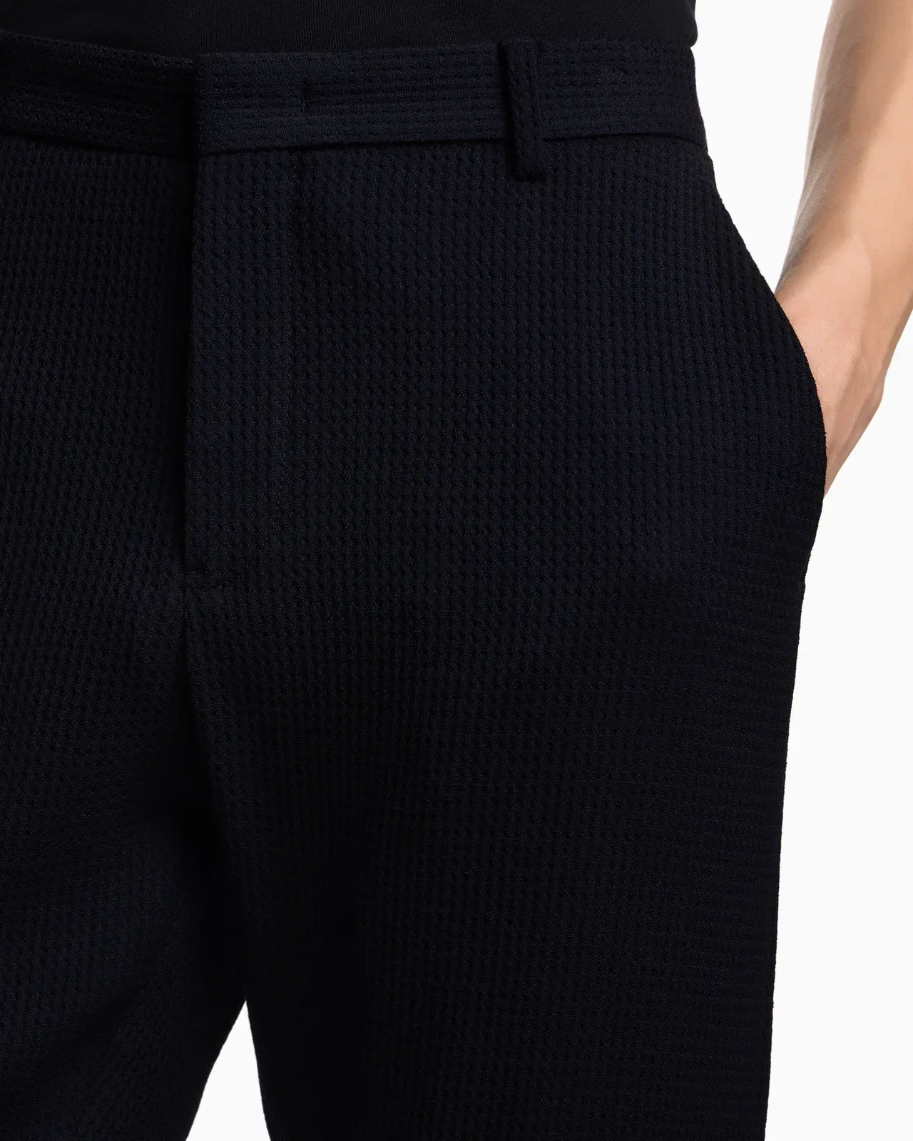 Emporio Armani 3D waffle-effect wool-jersey trousers