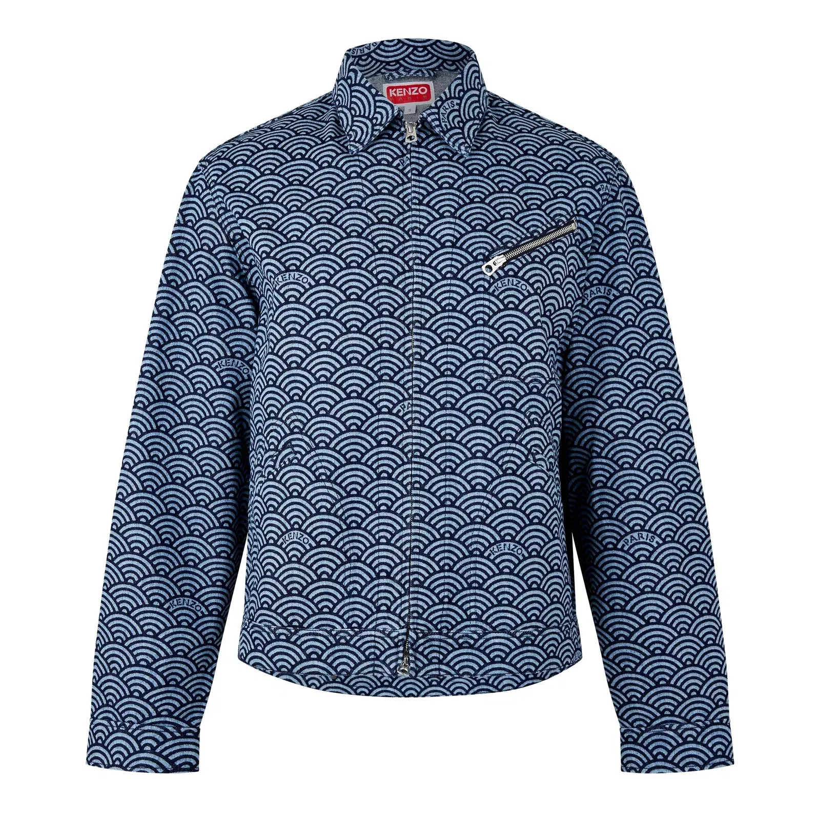 Seigaiha Wave Pattern Structured Denim Jacket