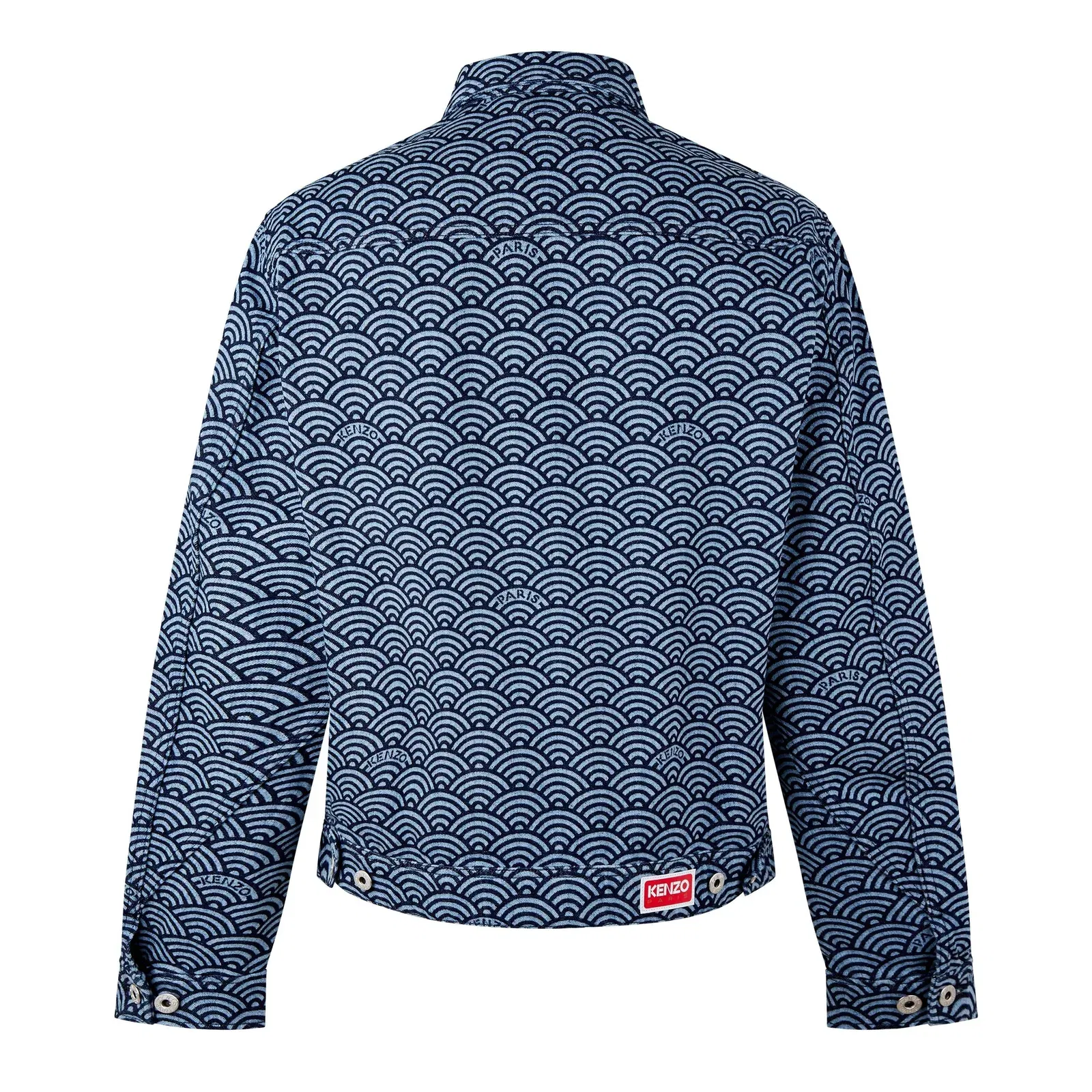 Seigaiha Wave Pattern Structured Denim Jacket
