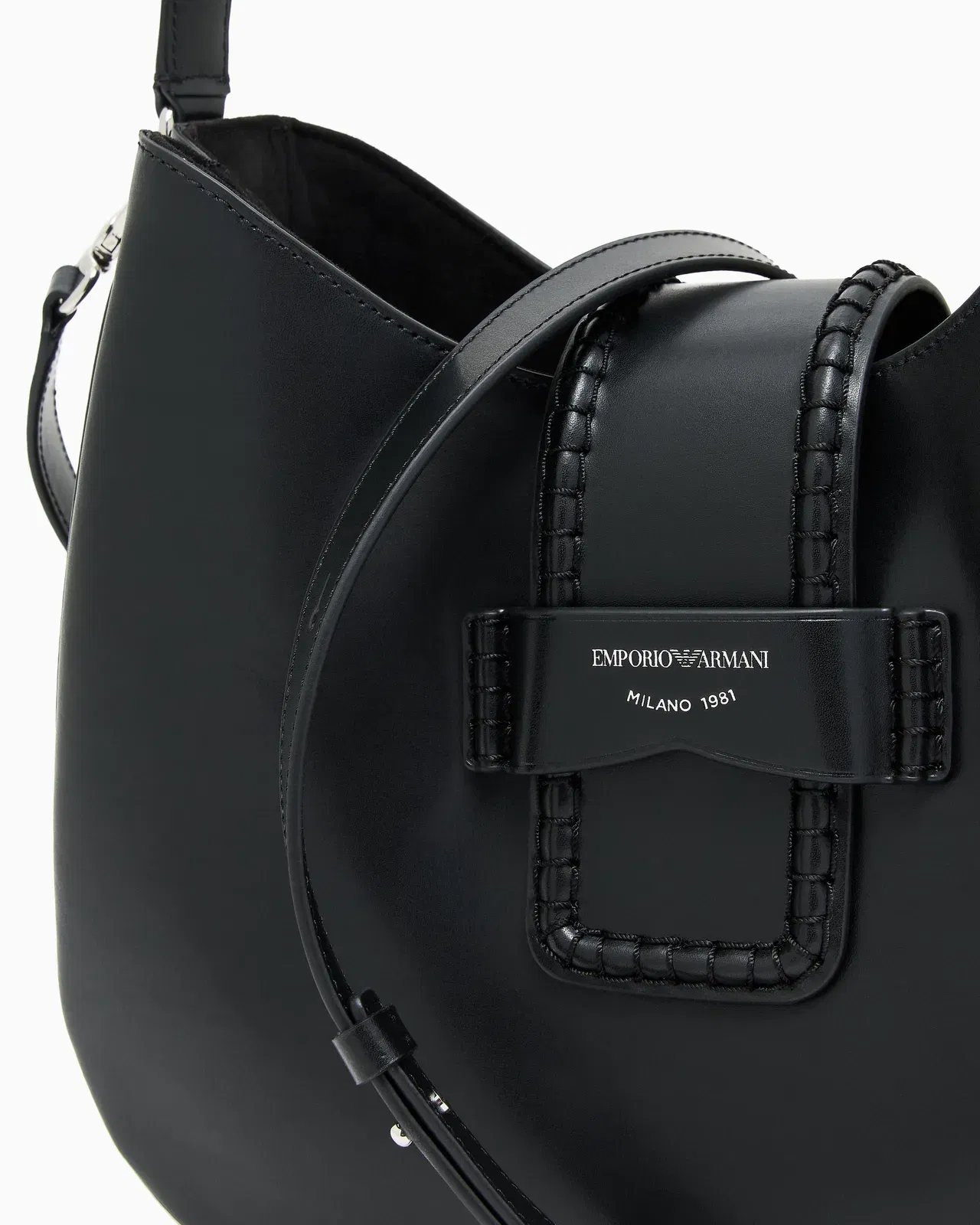 Emporio Armani Leather medium hobo shoulder bag with buckle