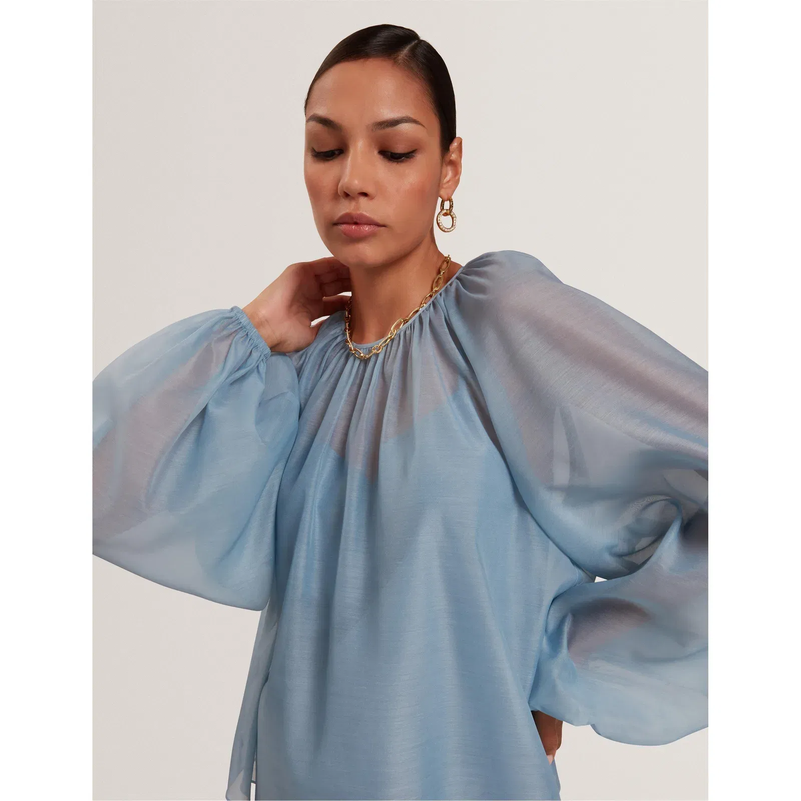 Puff Sleeve Long Blouse