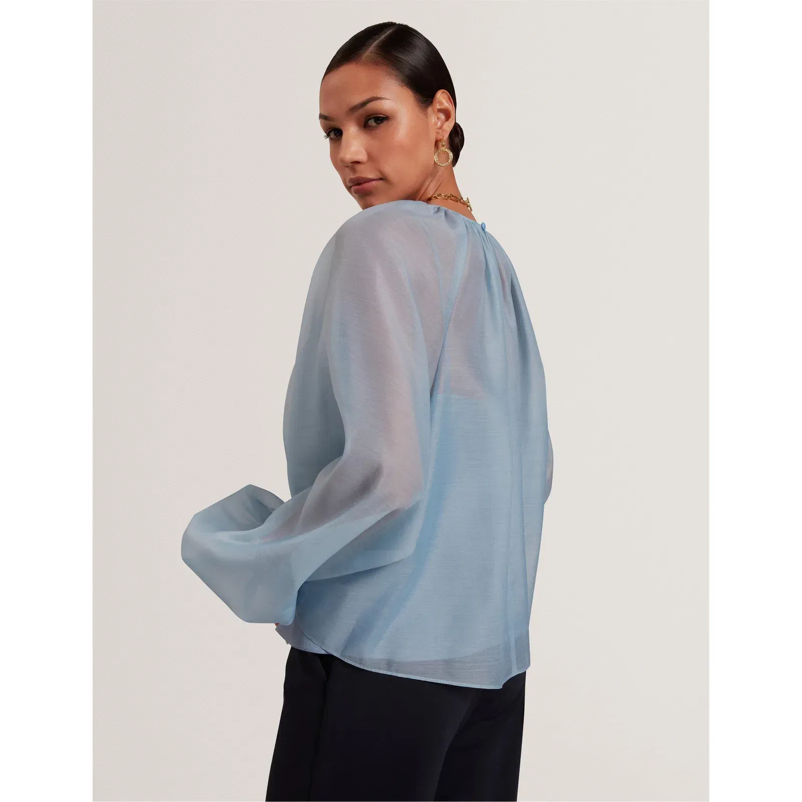 Puff Sleeve Long Blouse