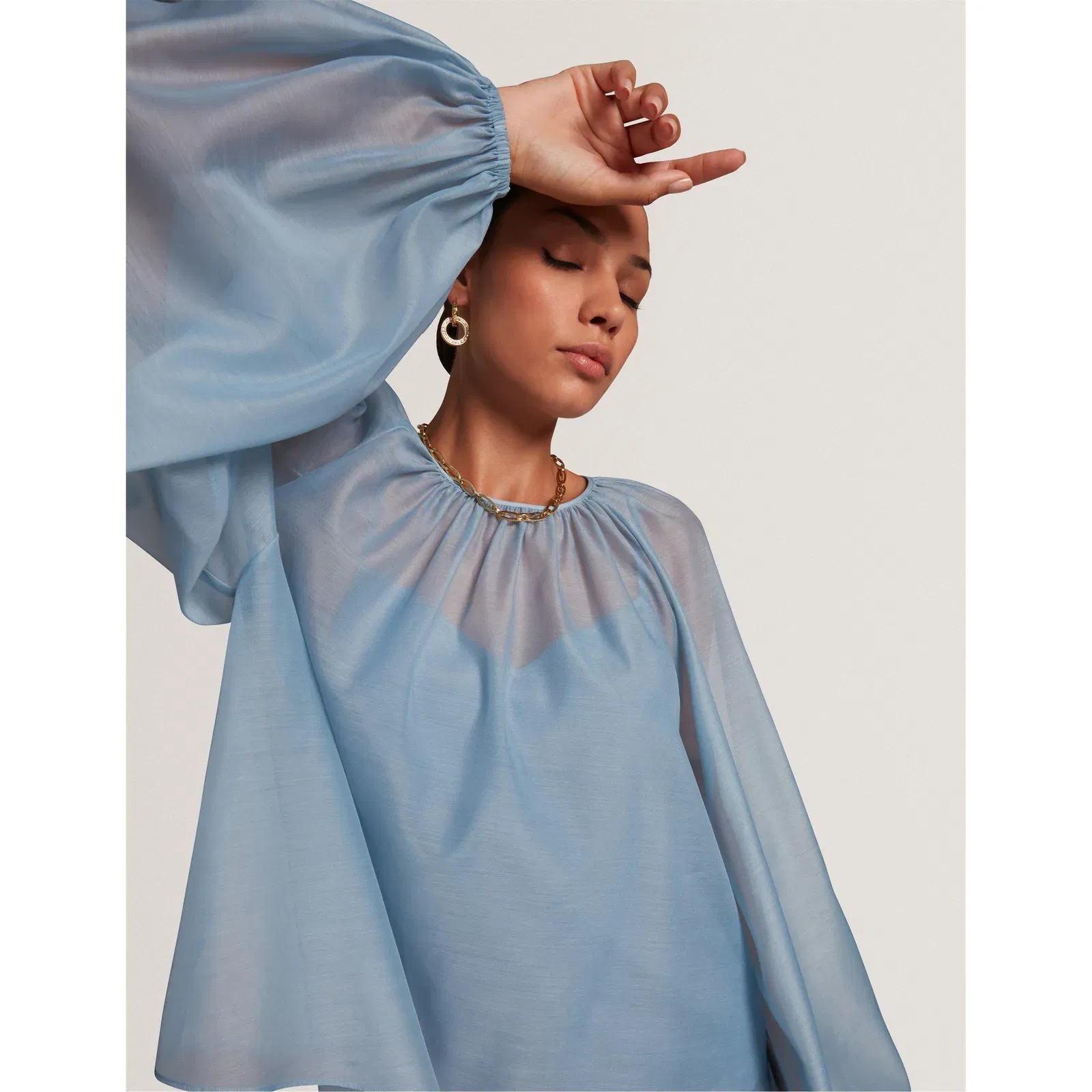 Puff Sleeve Long Blouse