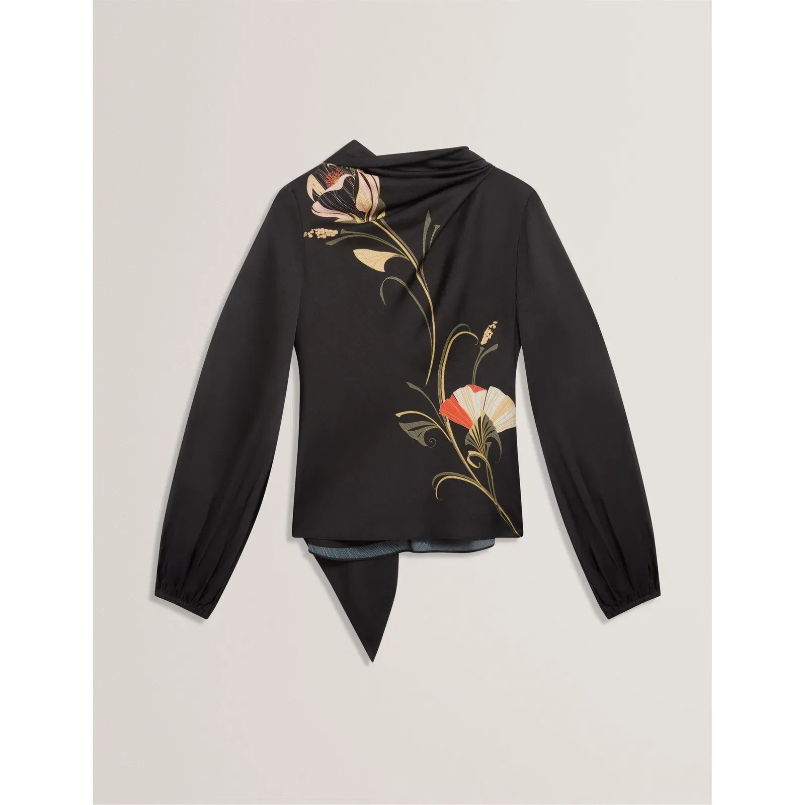 Tie Neck Long-Sleeve Blouse