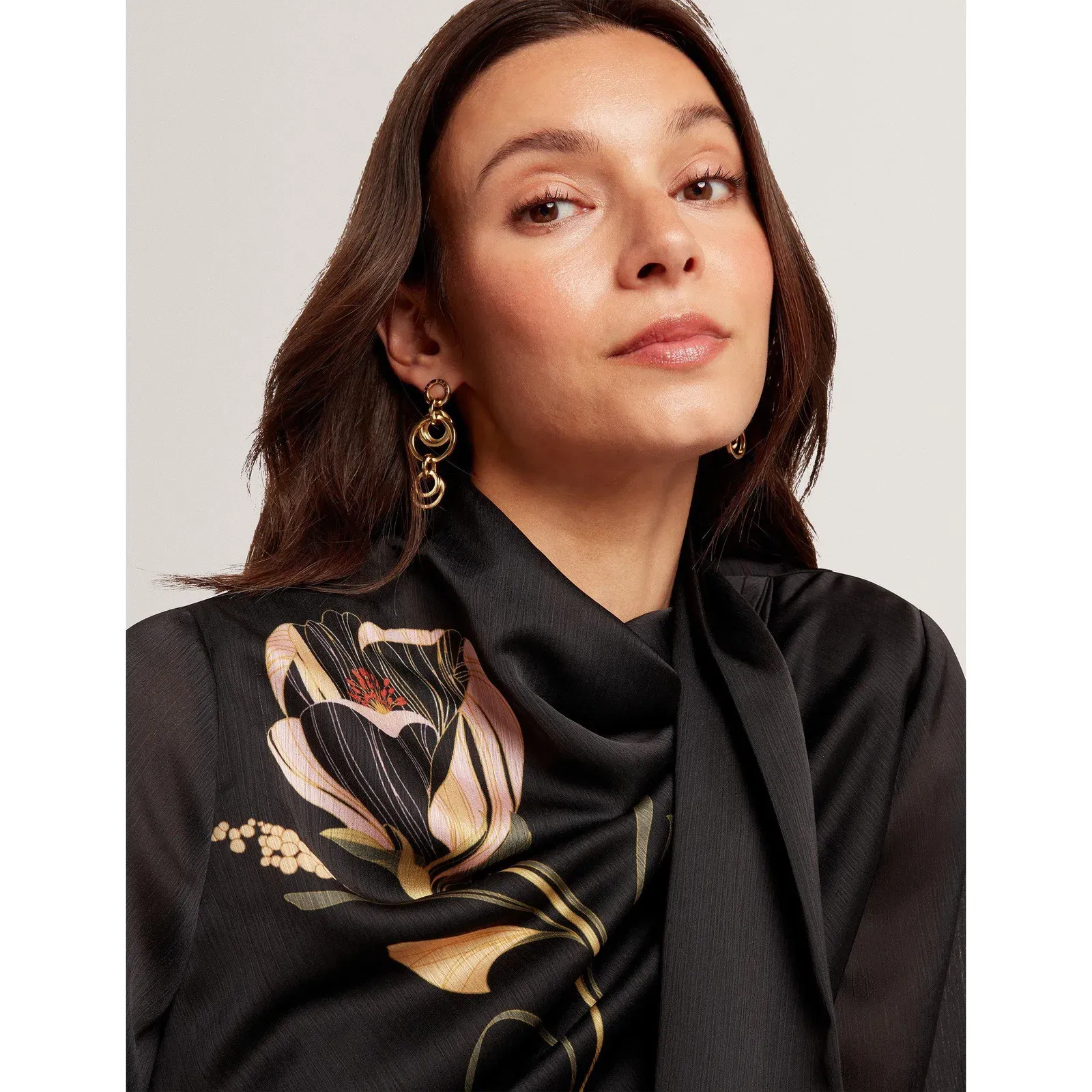 Tie Neck Long-Sleeve Blouse