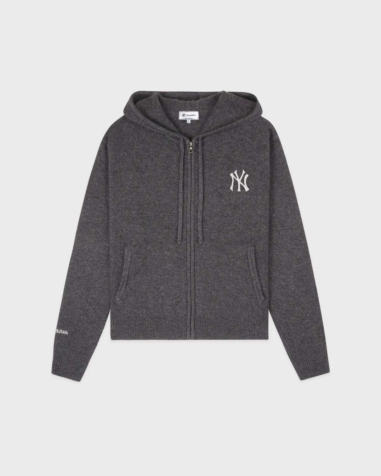 Heritage Yankees Serif Cashmere Zip Hoodie - Dark Grey/White