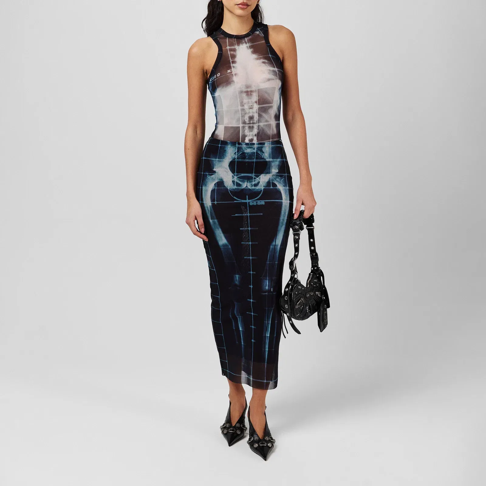 Skeleton High-Waisted Maxi Skirt