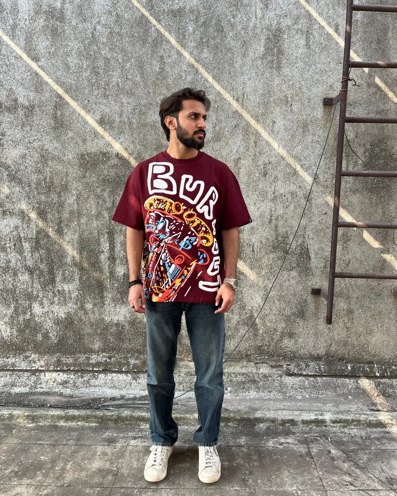 Burnout - Maroon Oversized T-shirt