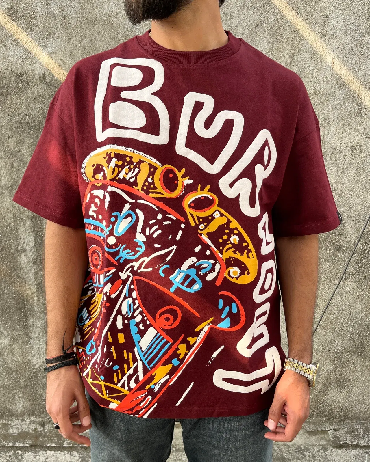 Burnout - Maroon Oversized T-shirt