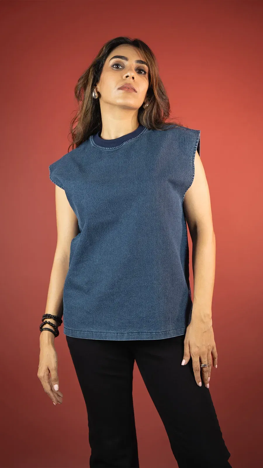 BLUE DENIM WOMEN'S TANK TOP