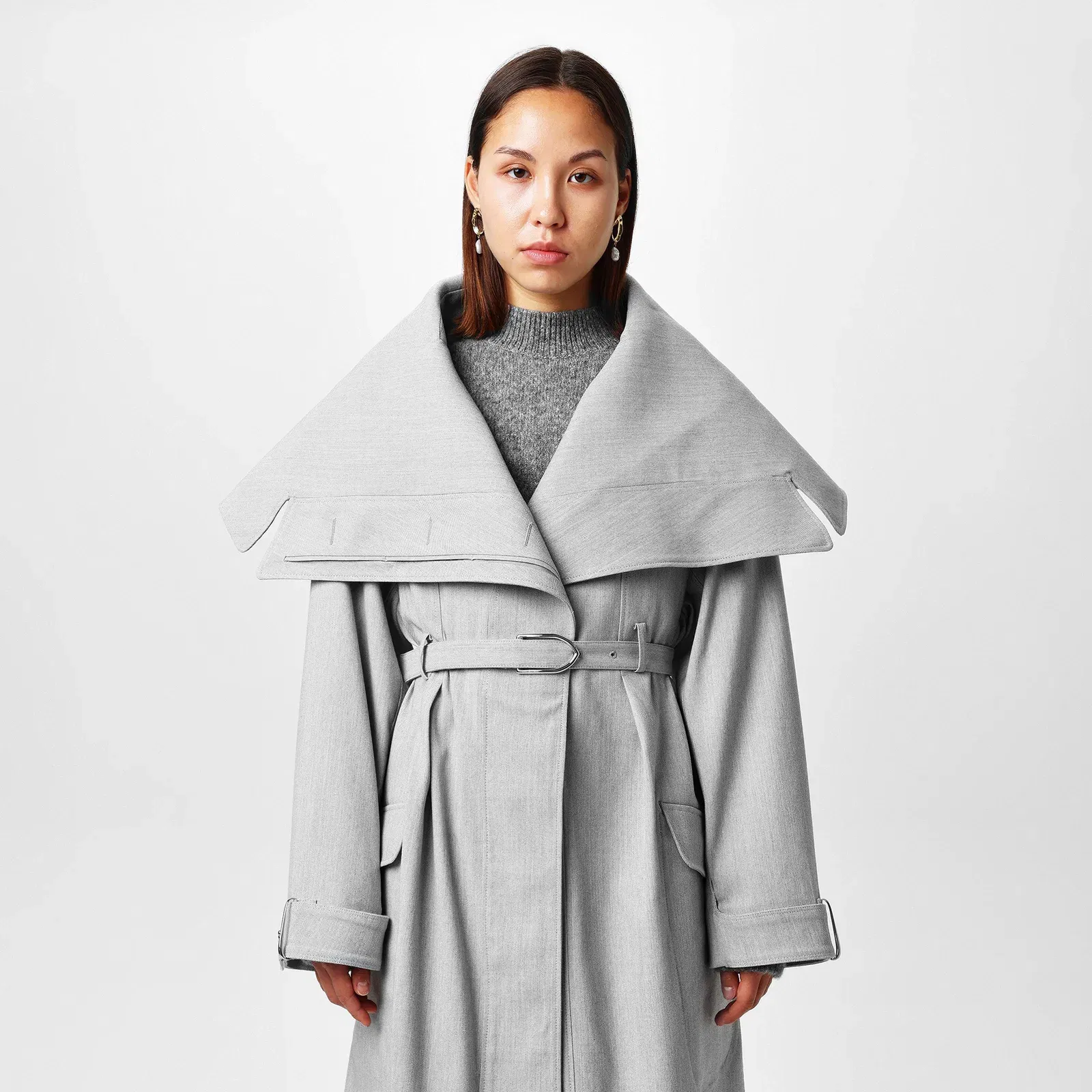 Le Caruso Long Sleeve Long Oversized Fit Trench Coat