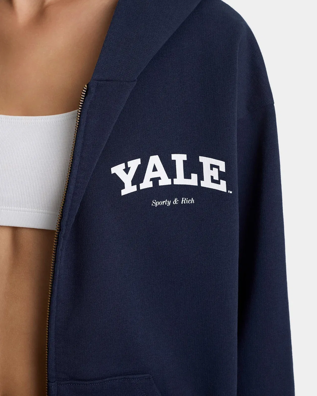Yale Classic Zip Hoodie - Navy/White