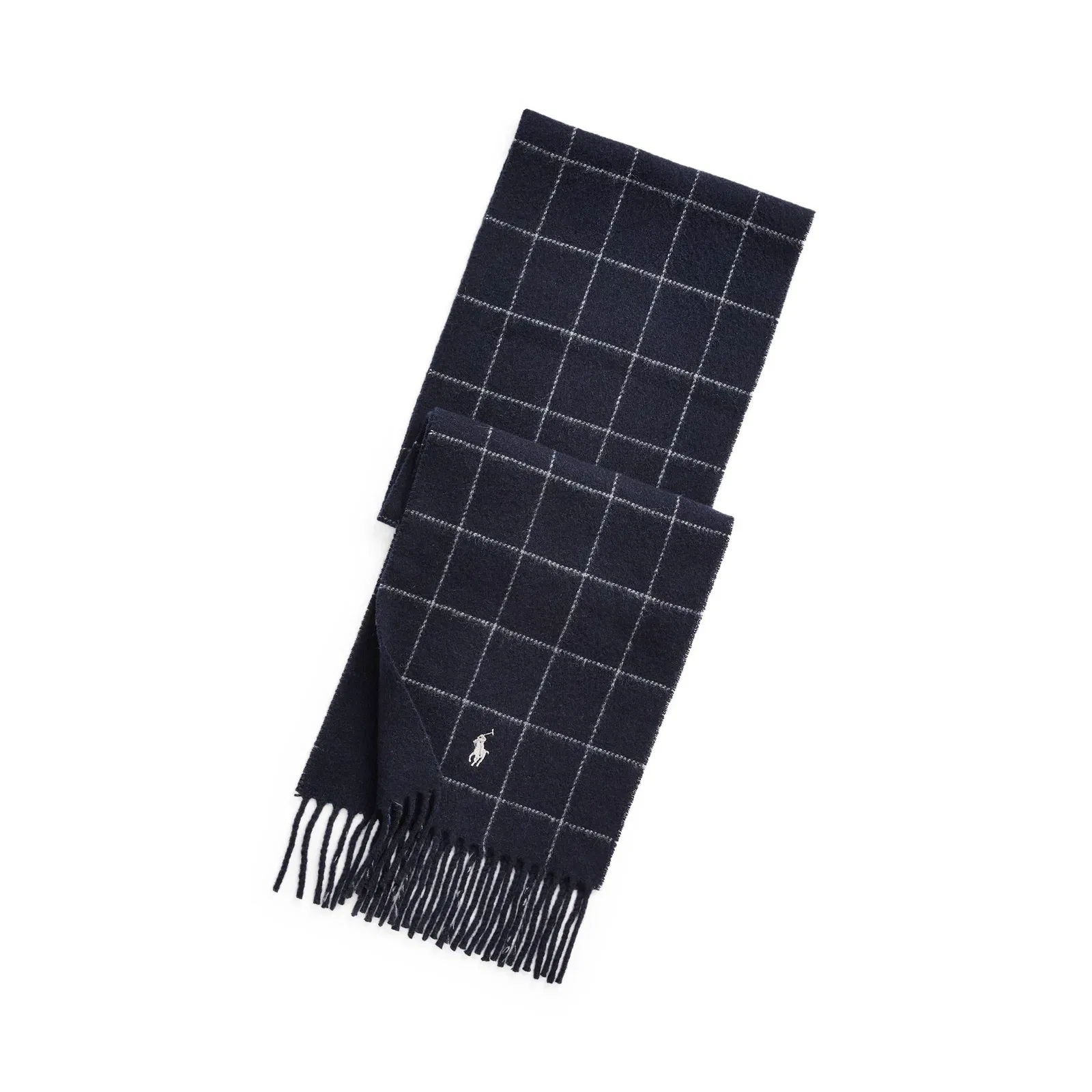 Windowpane Plaid Wool Blend Scarf
