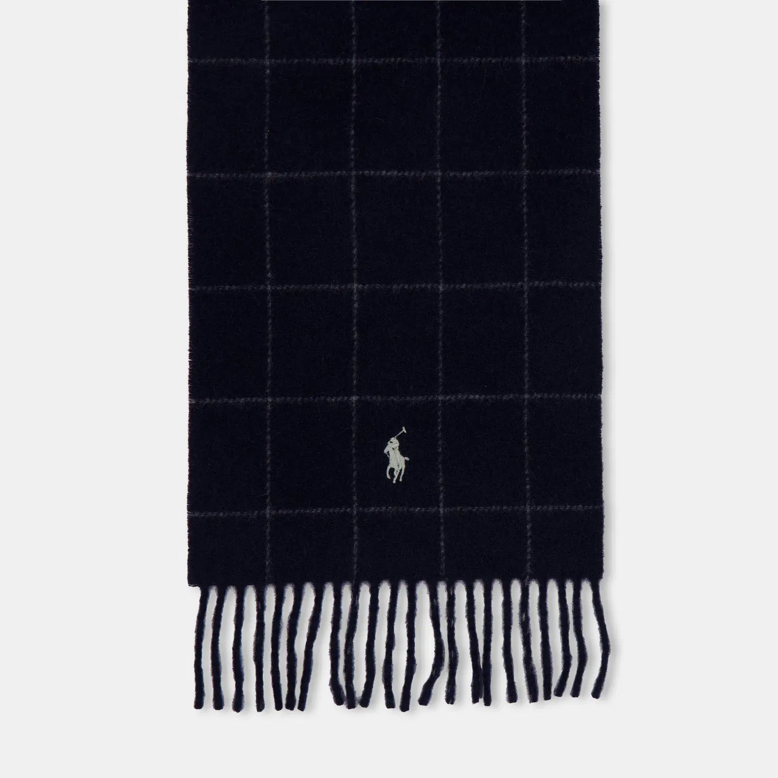 Windowpane Plaid Wool Blend Scarf