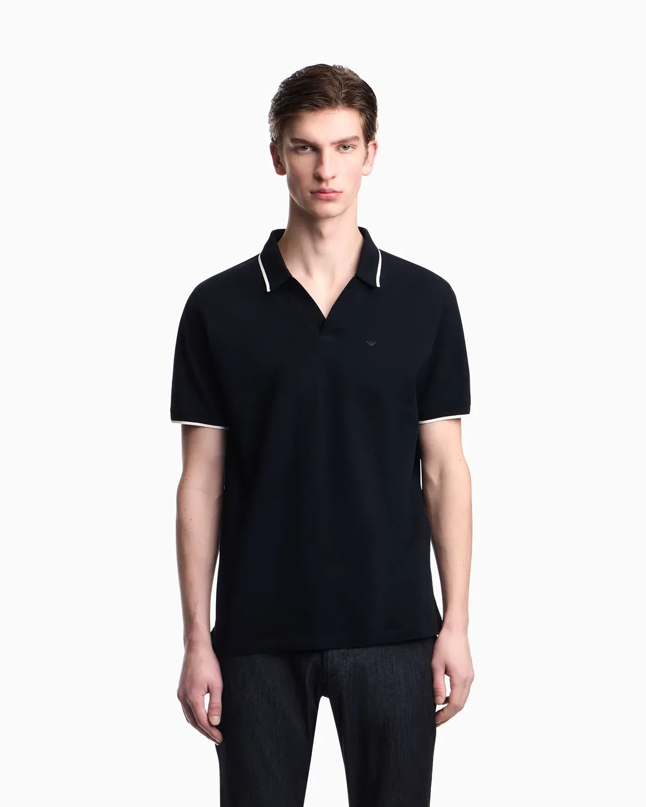 Emporio Armani V-neck piqué polo shirt