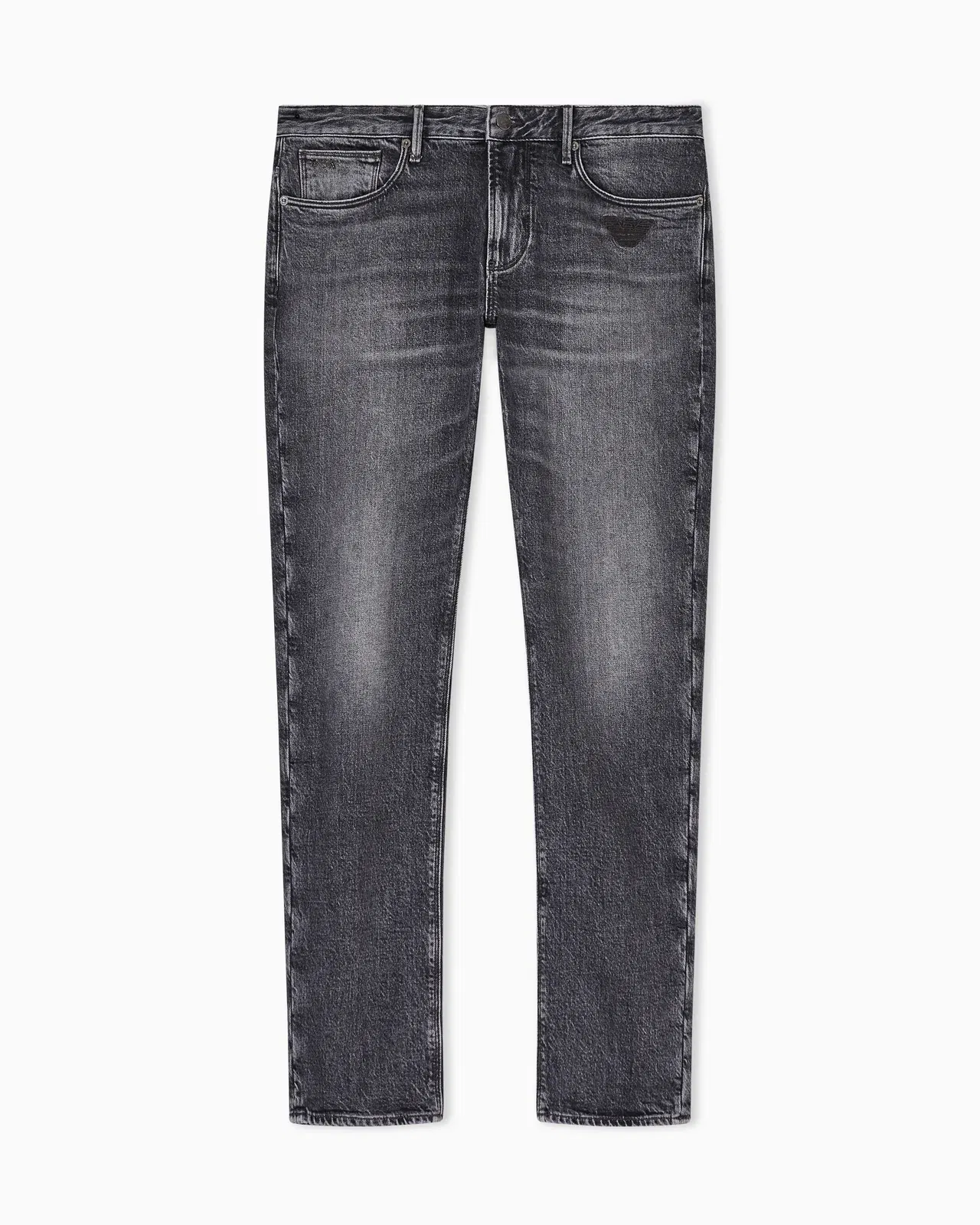 Emporio Armani J06 slim-fit washed denim jeans with eagle embroidery