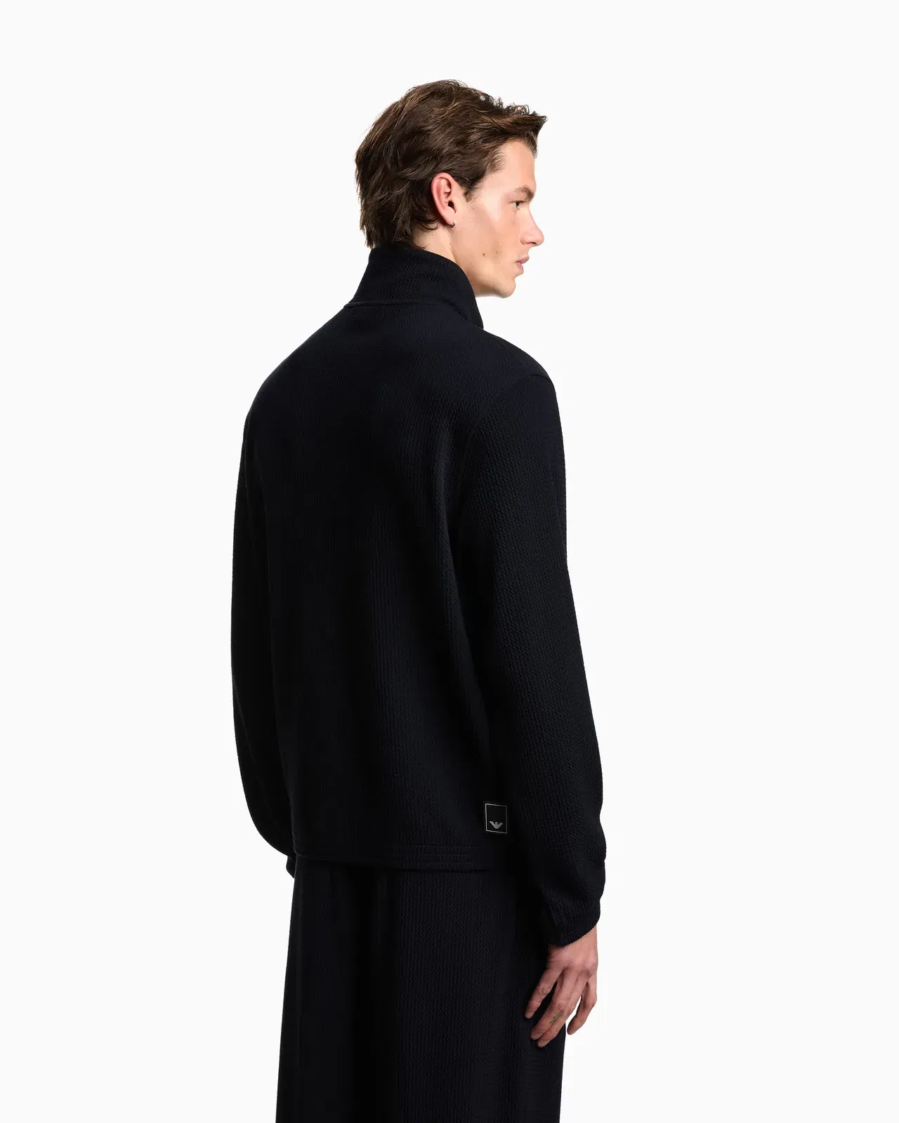 Emporio Armani Travel Essential full-zip embossed effect jersey sweatshirt