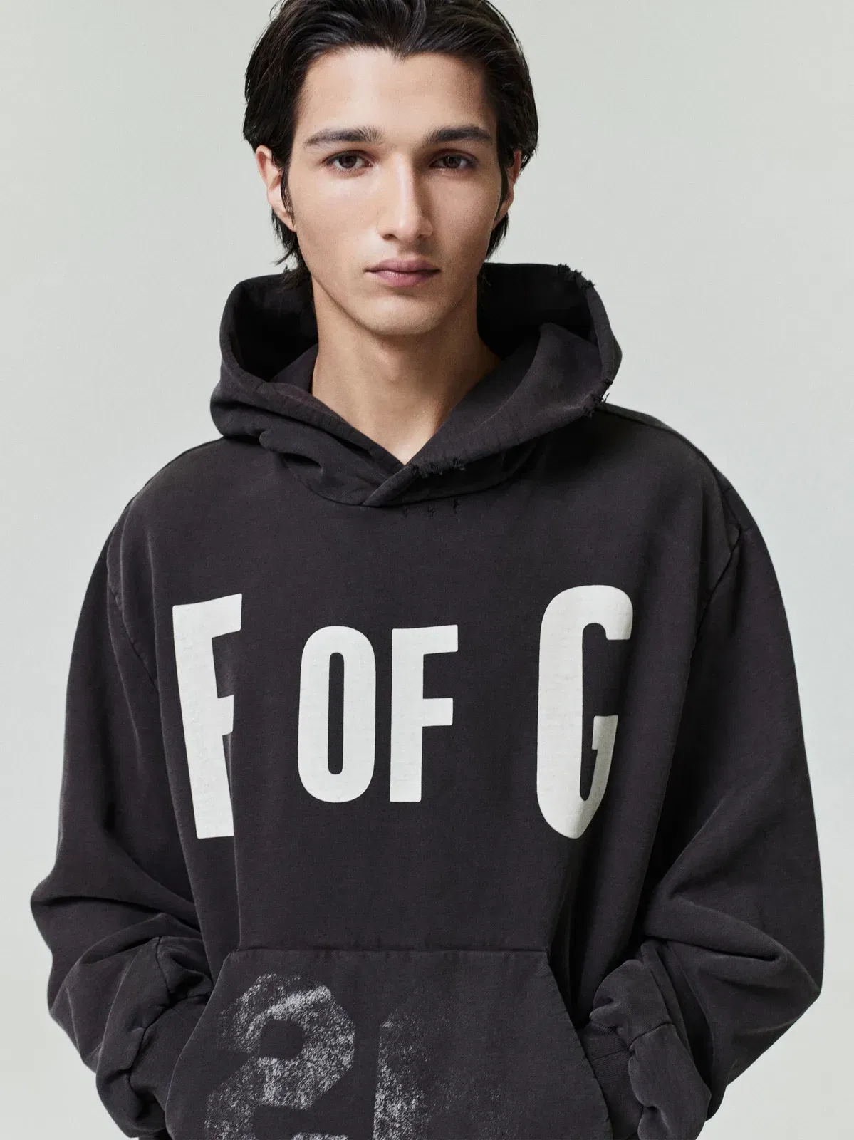 Essentials F Of G Classic Half Raglan Hoodie W/ Pocket Dark Brown