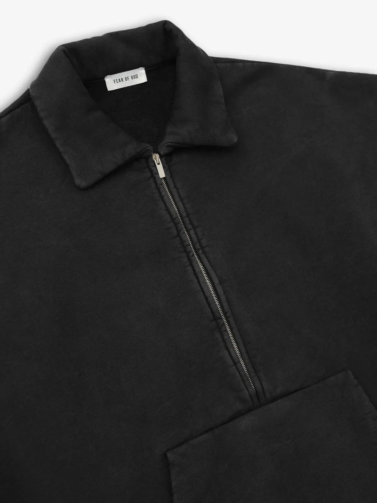 Essentials Sunfaded Half Zip Polo Sweatshirt Black