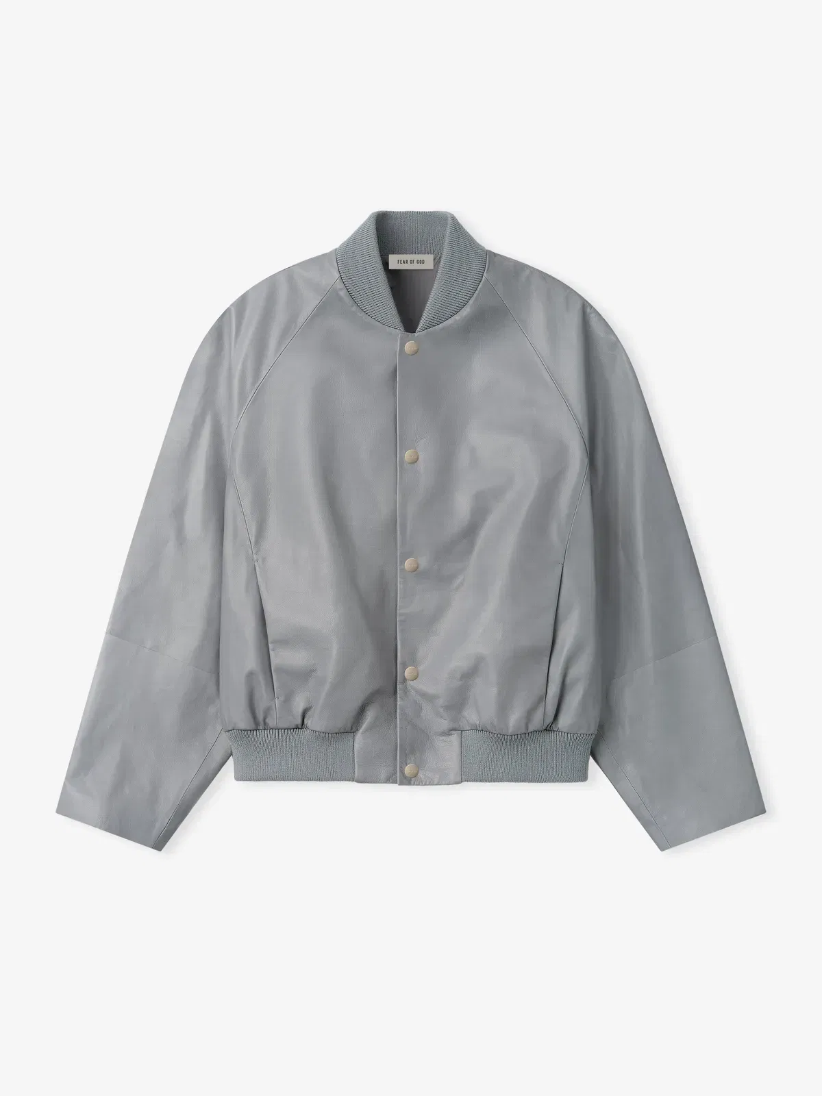 Essentials Leather 9 Raglan Bomber Jacket Metallic Grey