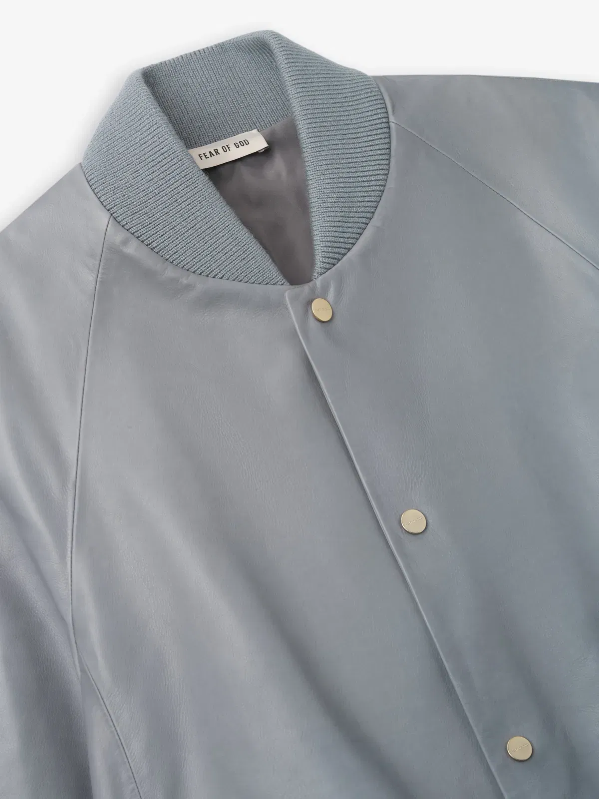 Essentials Leather 9 Raglan Bomber Jacket Metallic Grey