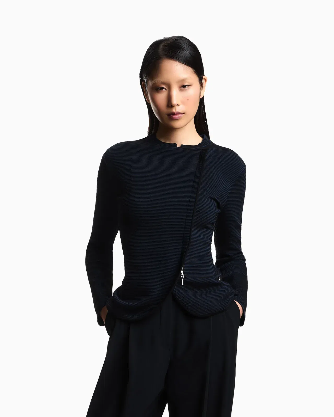 Emporio Armani ottoman fabric jacket with off-centre closure