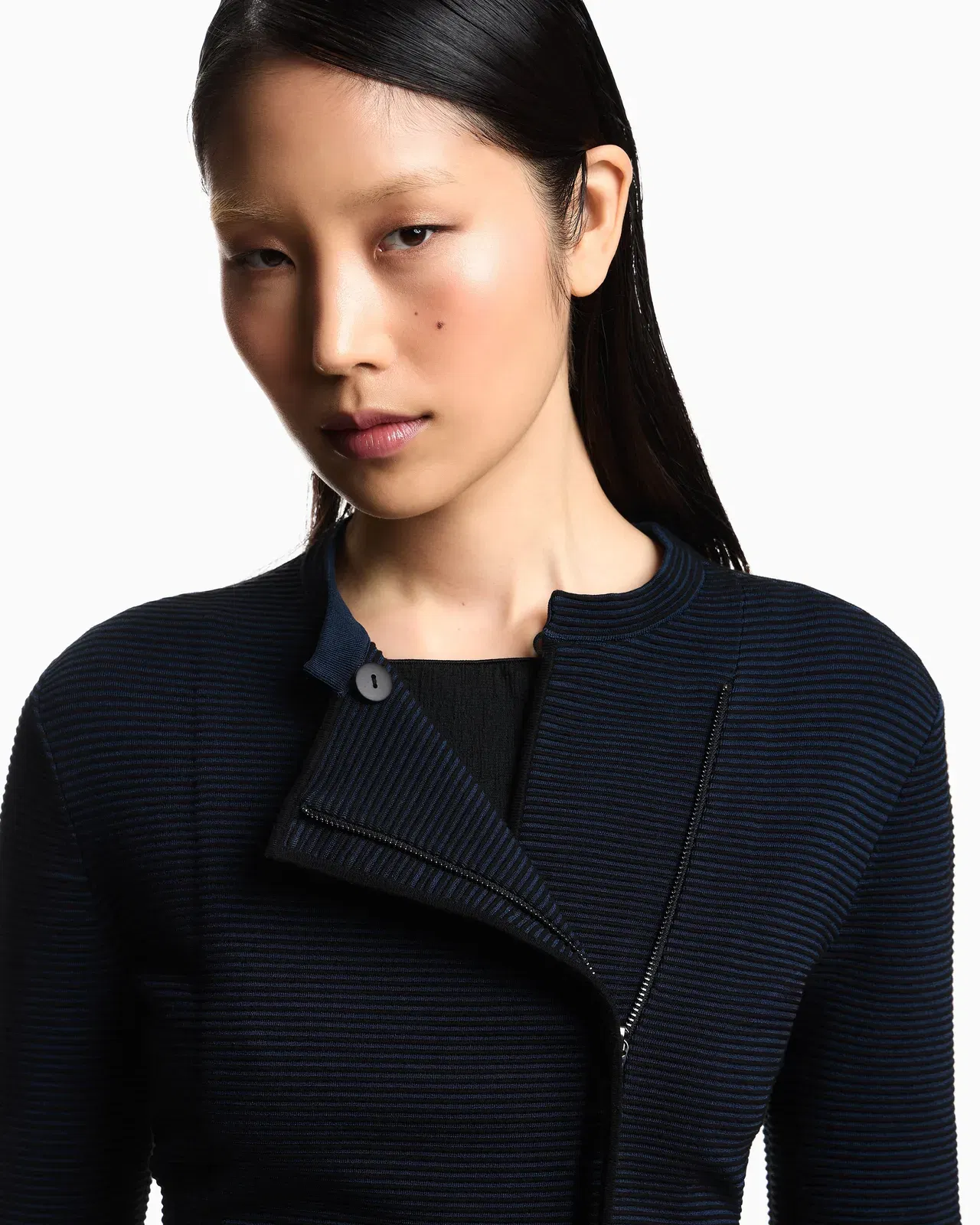 Emporio Armani ottoman fabric jacket with off-centre closure