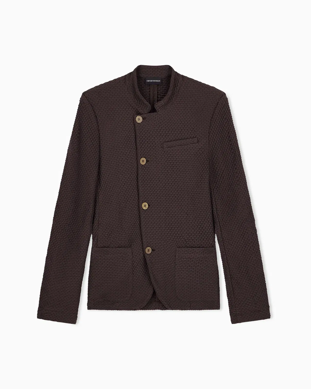 Emporio Armani Jacket with off-centre fastening in embossed two-way stretch jersey