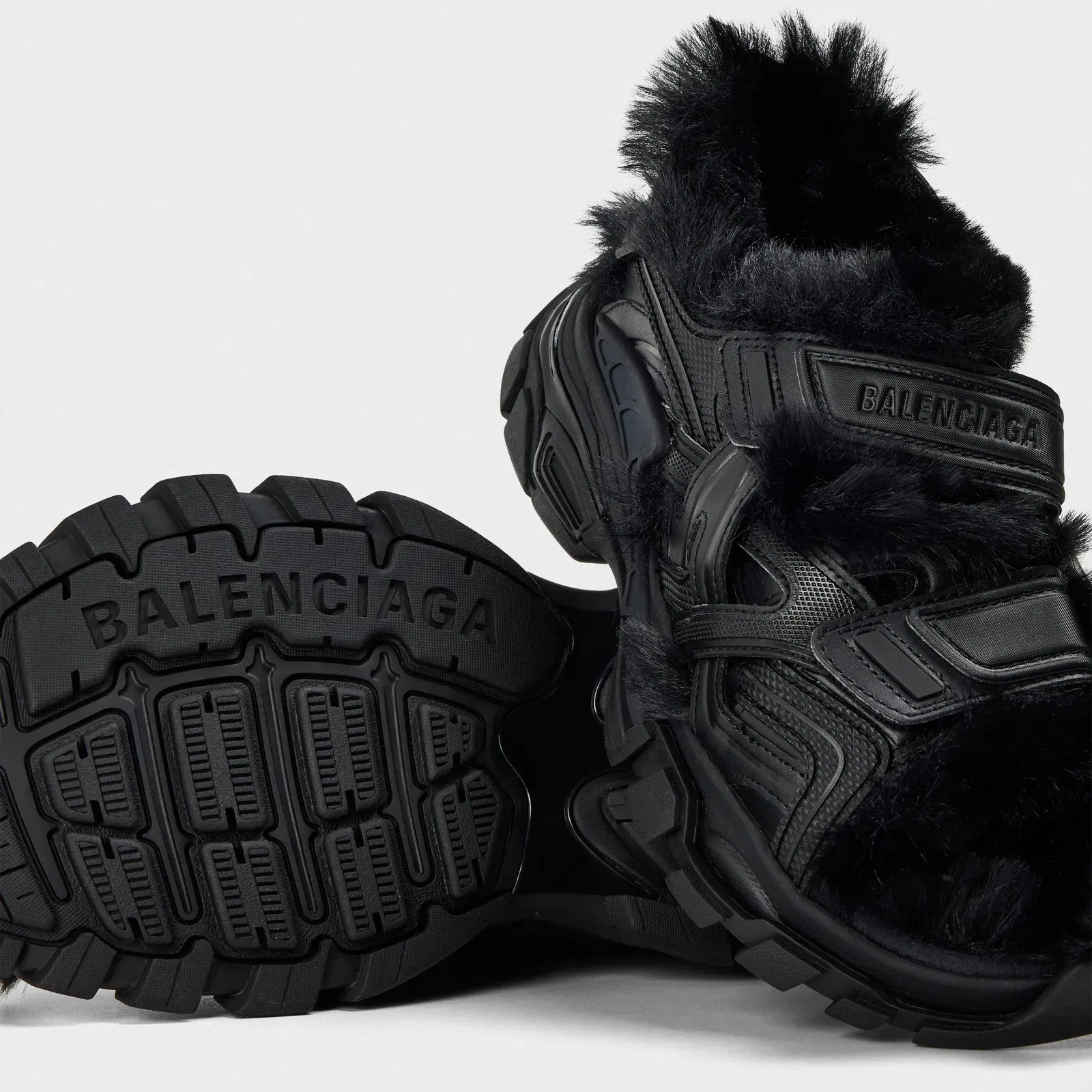 Track Faux-Shearling Sandals