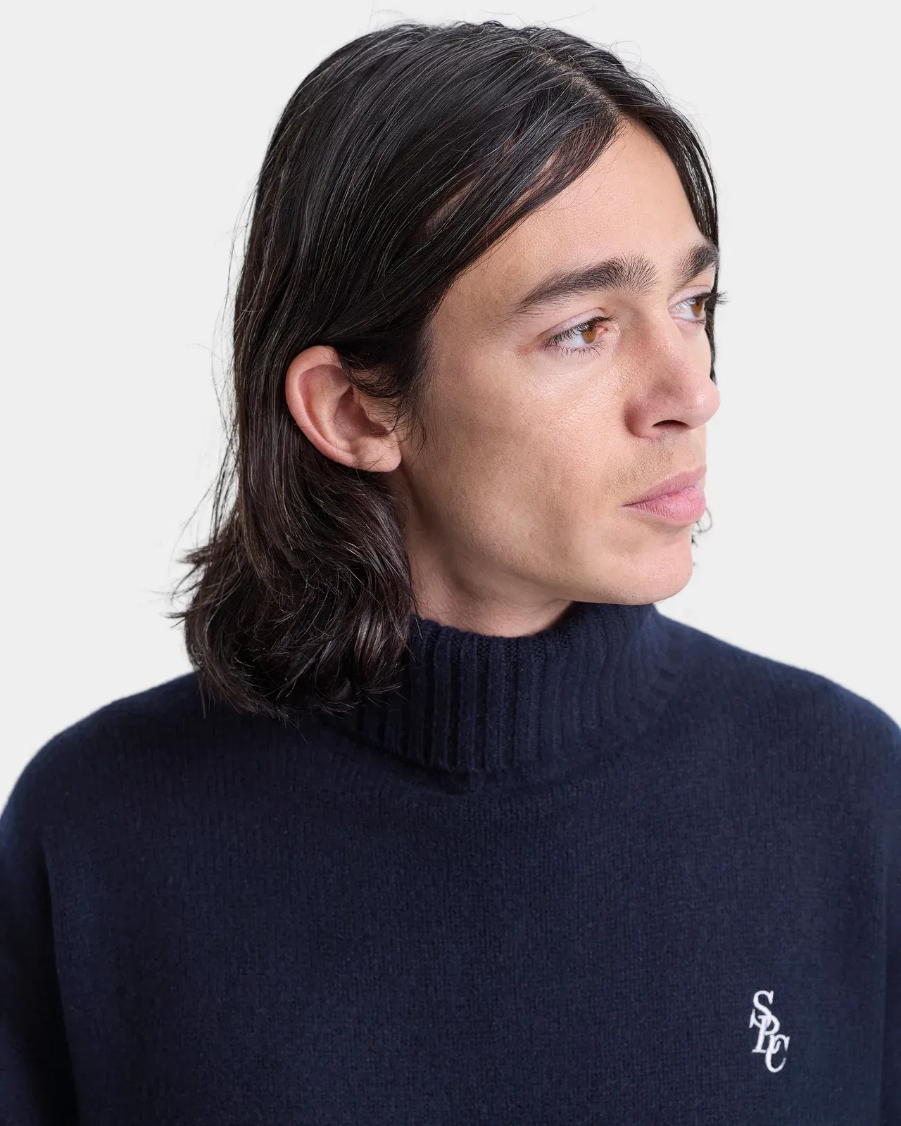 SRC Wool Turtleneck - Navy/White