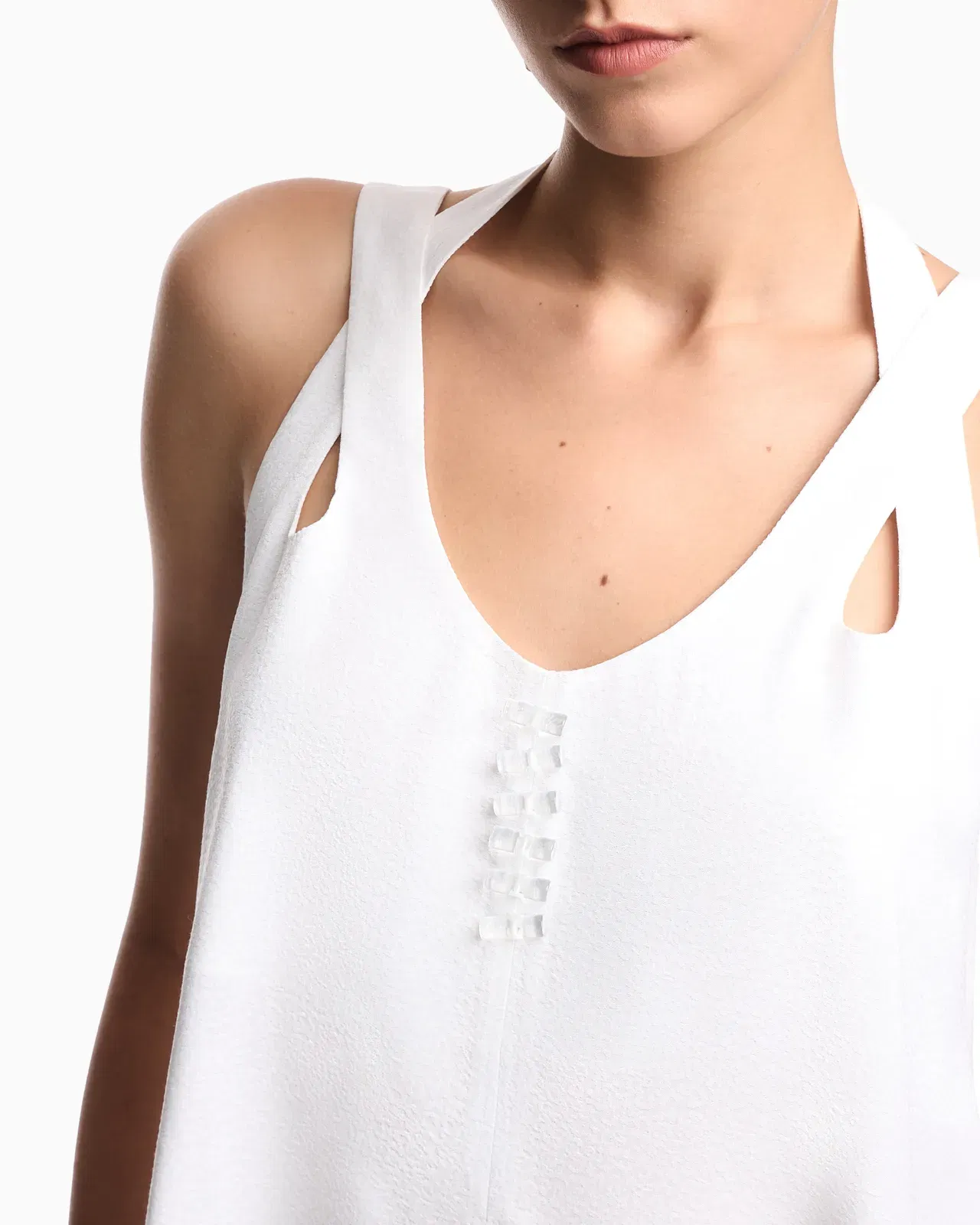Emporio Armani flowing micro leopard spot jacquard top