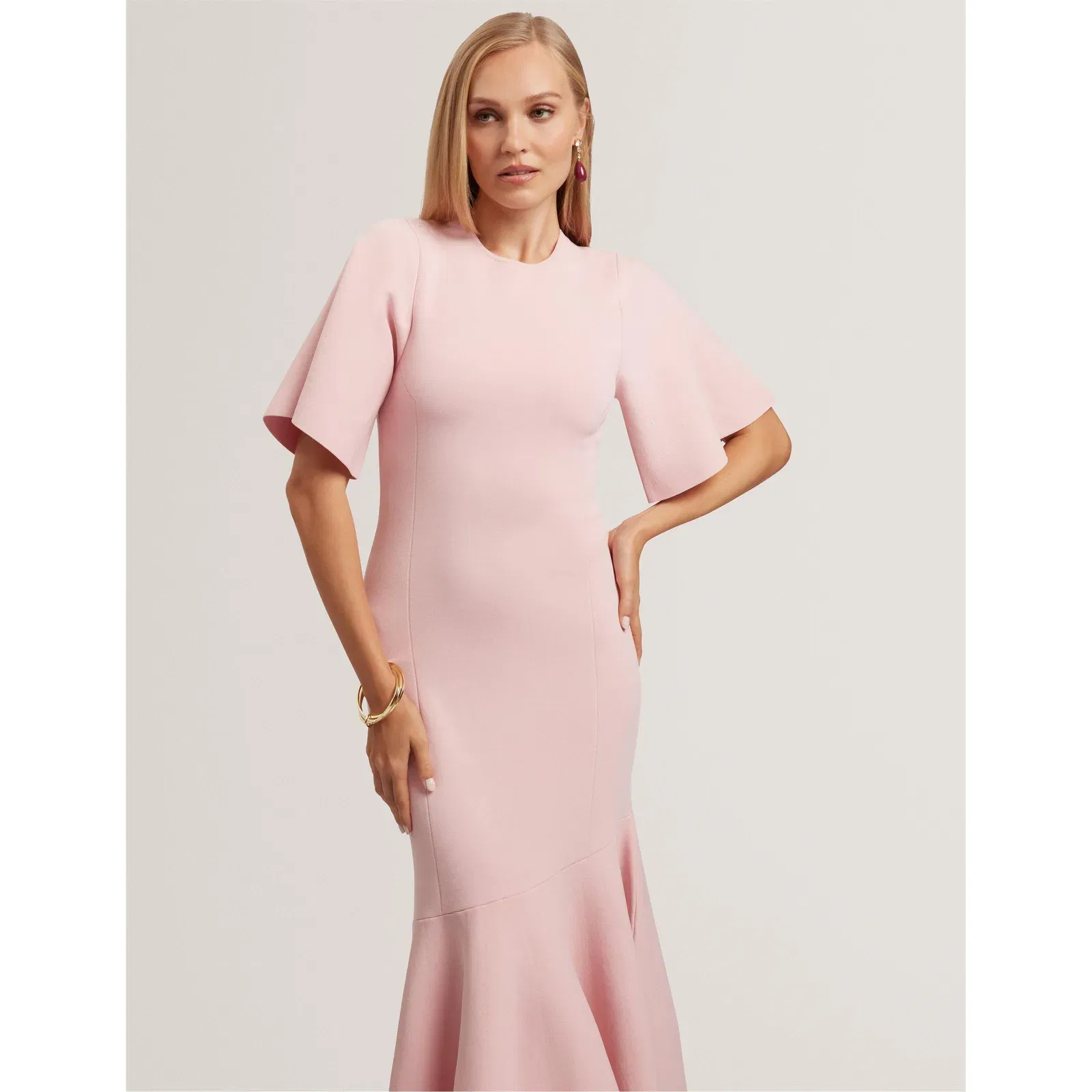 Short Sleeve Midi Knitted Jumper Dress