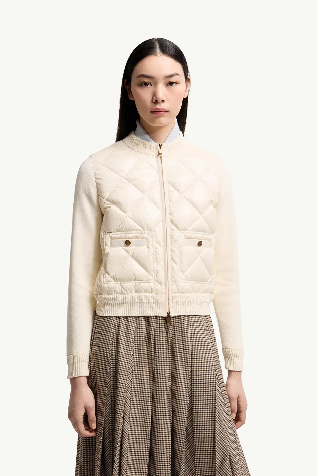 Moncler Cotton Padded Cardigan White White