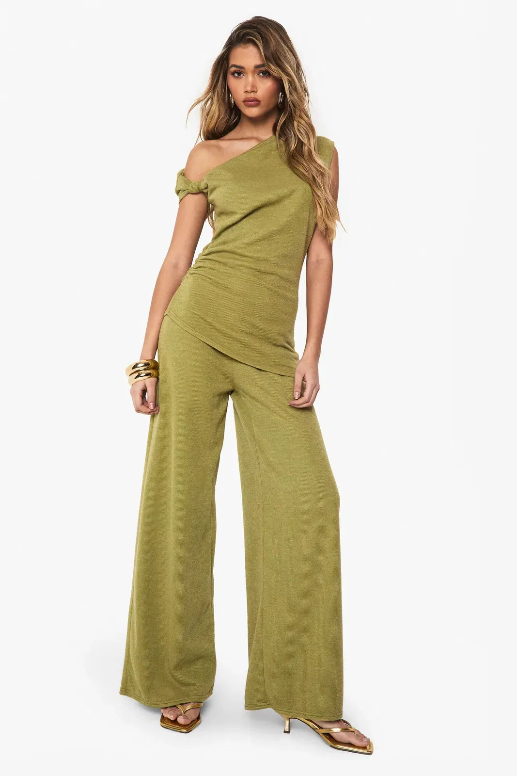 Textured Off Shoulder Ruched Top