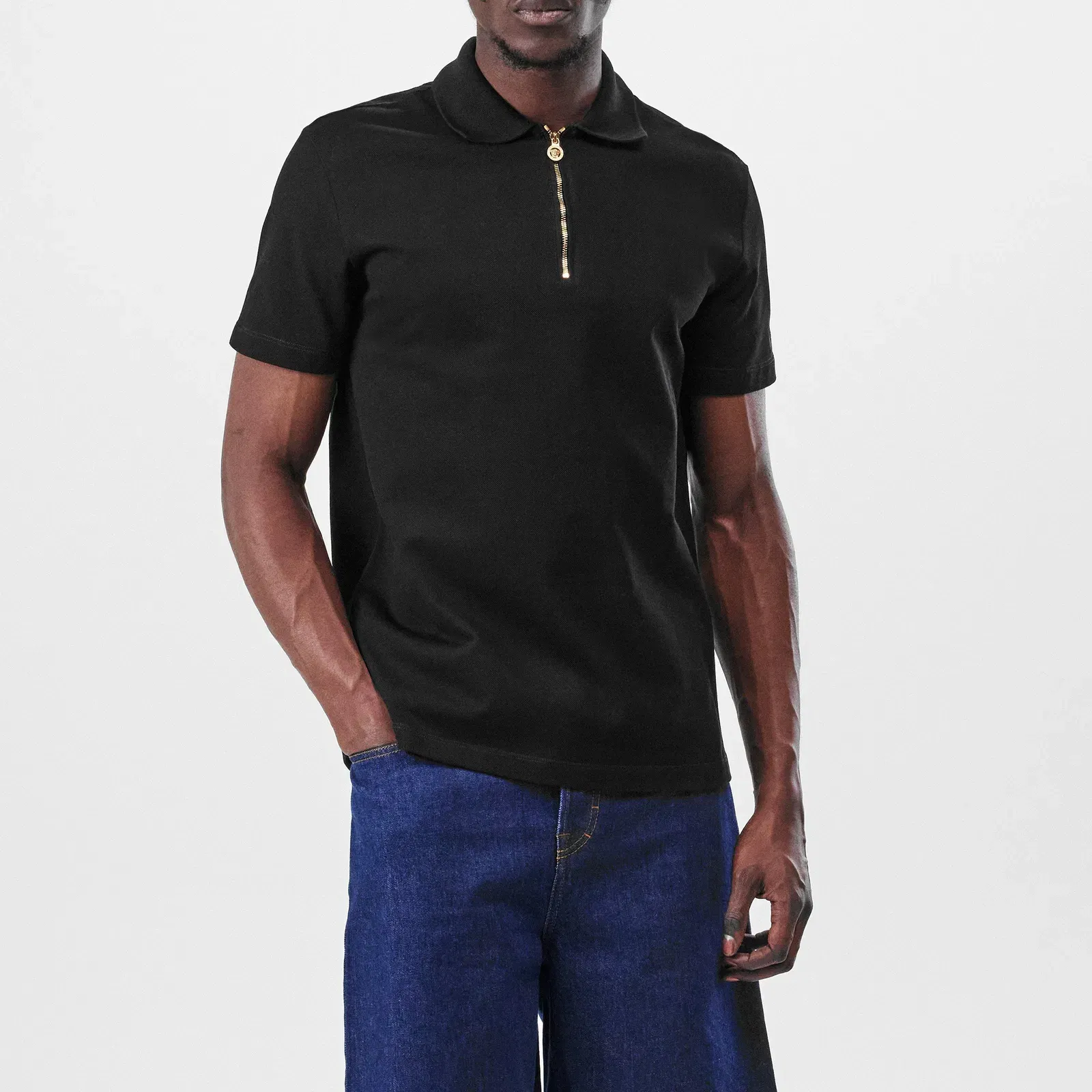 Zipped Short-Sleeve Polo Shirt