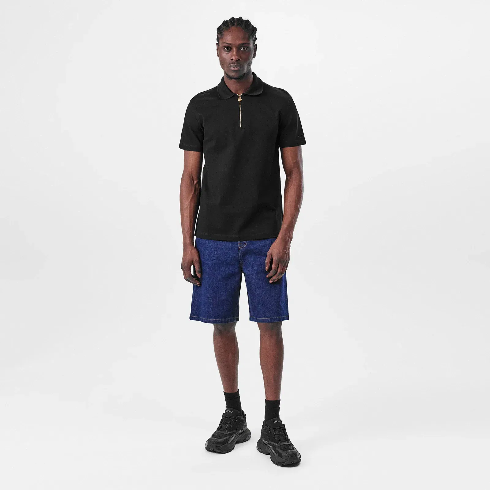 Zipped Short-Sleeve Polo Shirt