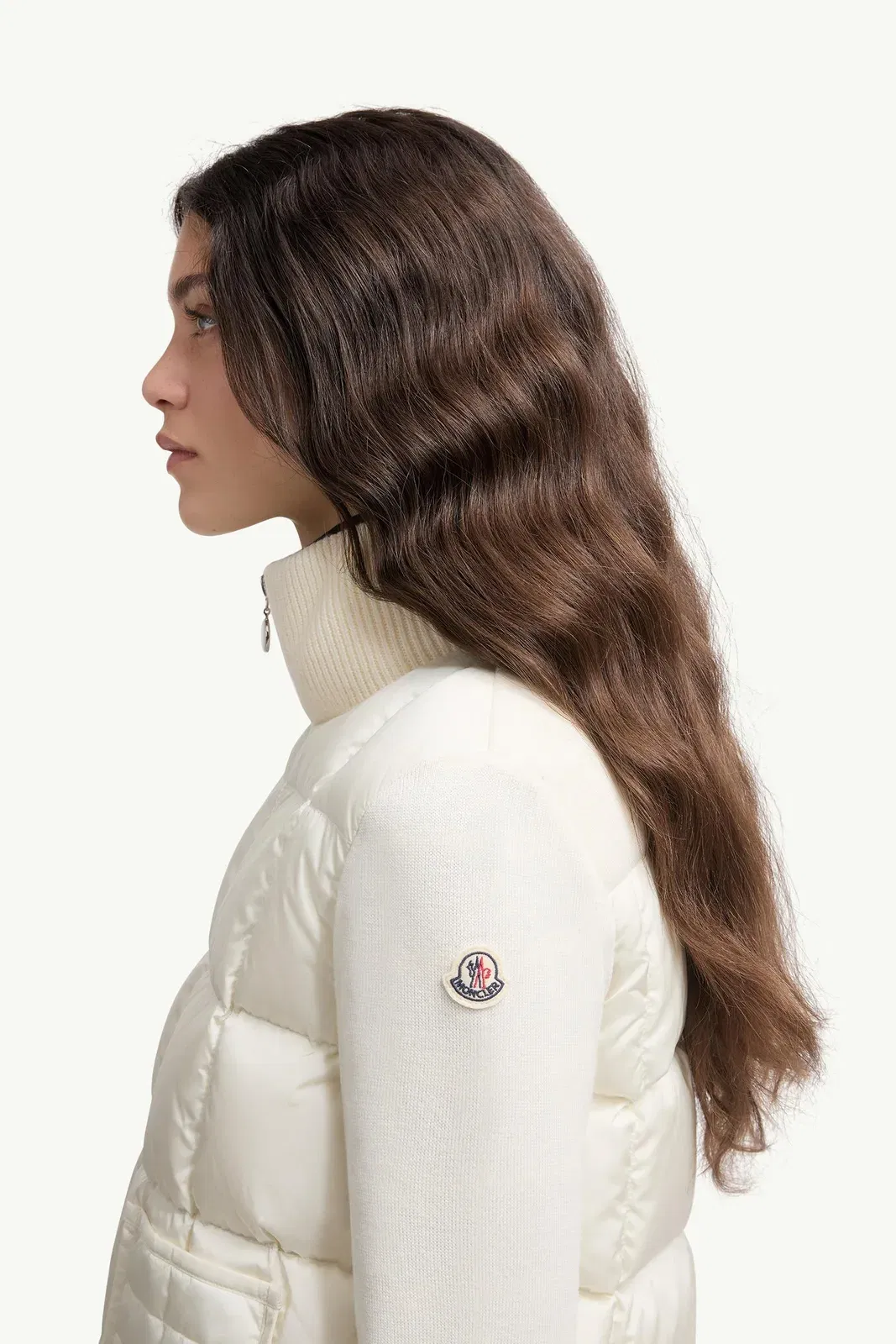 Moncler Square-Quilted Padded Wool Zip-Up Cardigan White White