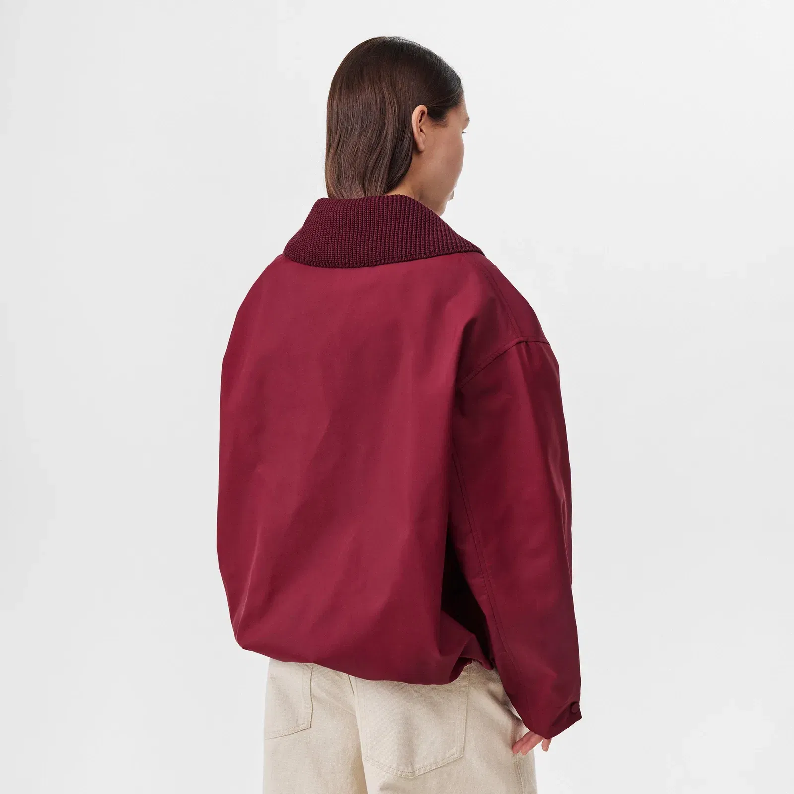 Techno Garbardine Caban Point Collar Long Sleeve Mid-Length Oversized Fit Rain Anorak
