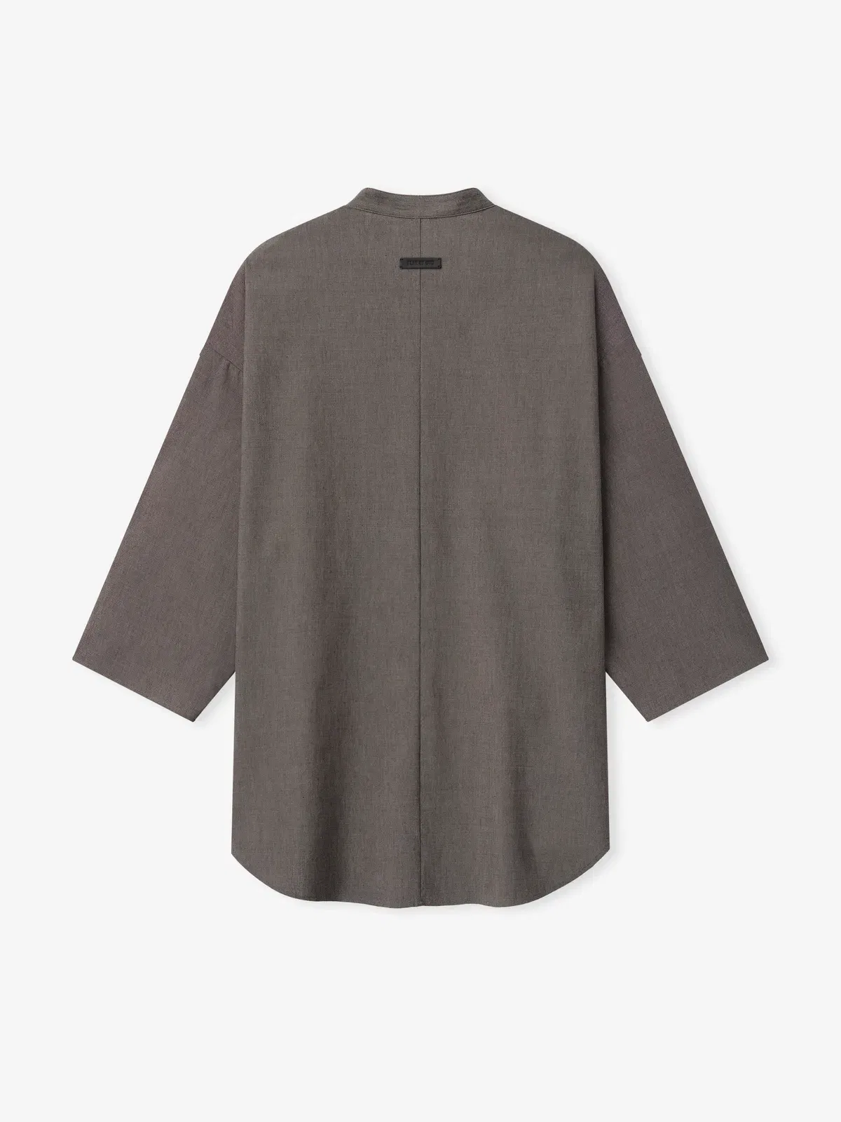 Essentials Cotton Wool Oxford Mandarin Relaxed Short Sleeve Shirt Willow