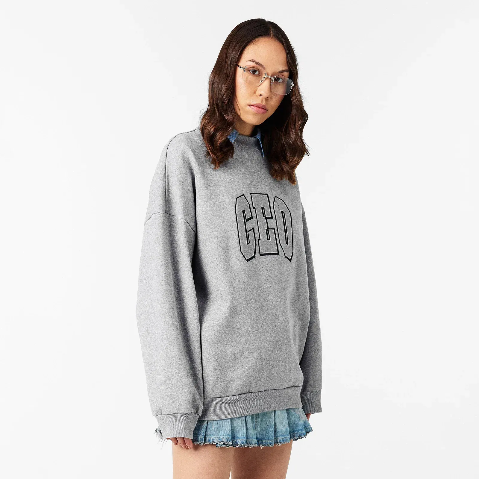 Crew Neck Ribbed Sweatshirt